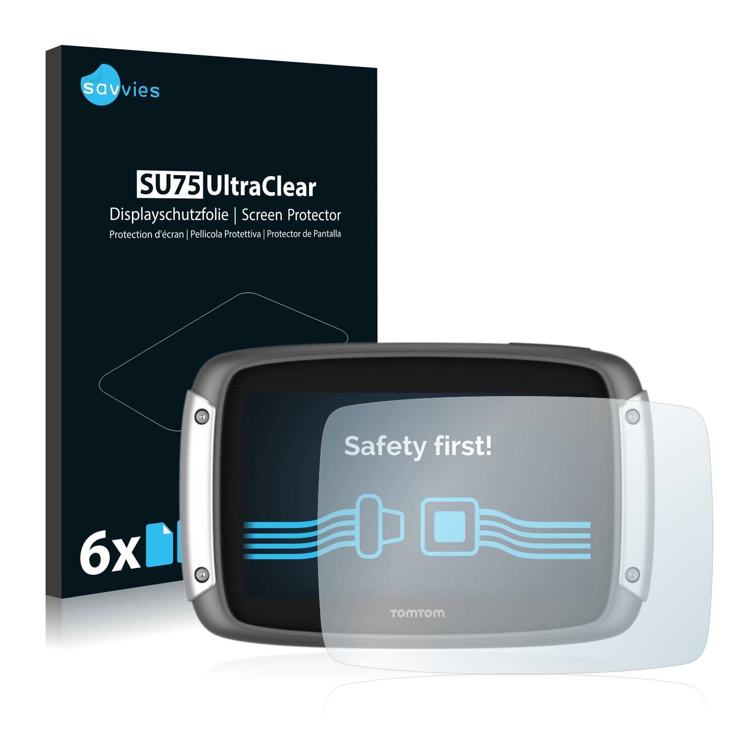 6x Savvies SU75 Displayschutzfolie für TomTom Rider