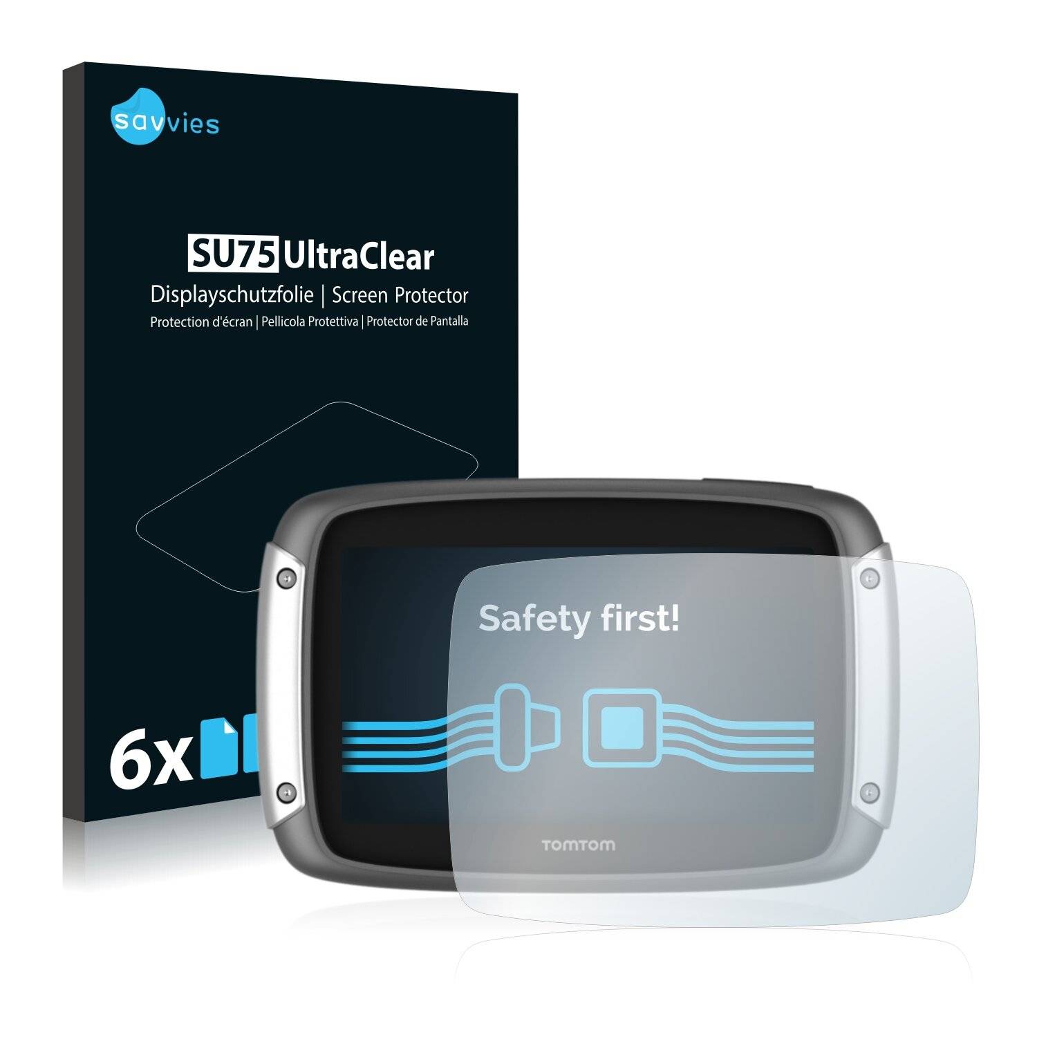 6x Savvies SU75 Displayschutzfolie für TomTom Rider