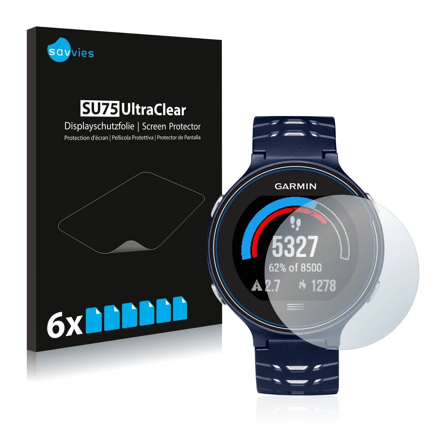 6x Savvies SU75 Displayschutzfolie für Garmin Forerunner