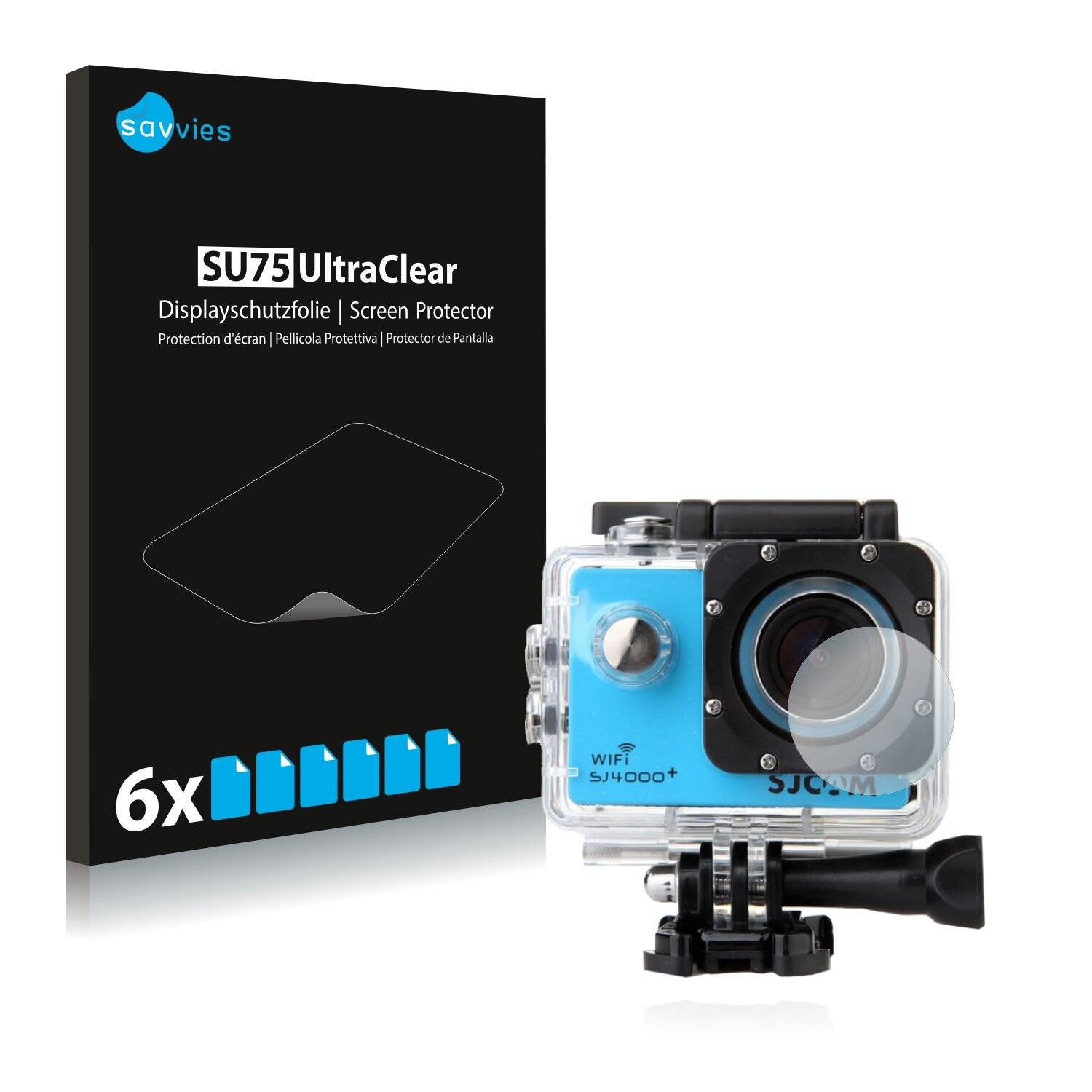 6x Savvies SU75 Displayschutzfolie für SJCAM SJ4000+ Action Cam Linse