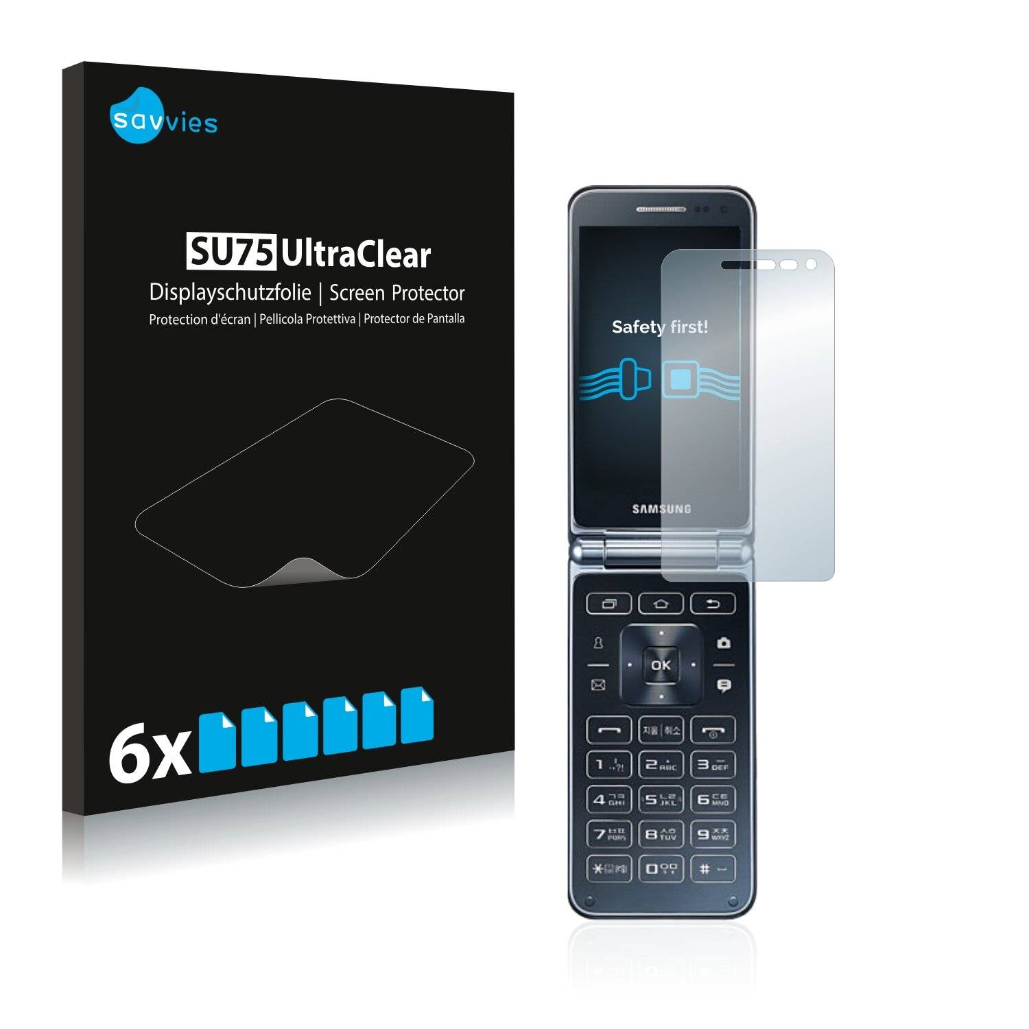 6x Savvies SU75 Displayschutzfolie für Samsung Galaxy