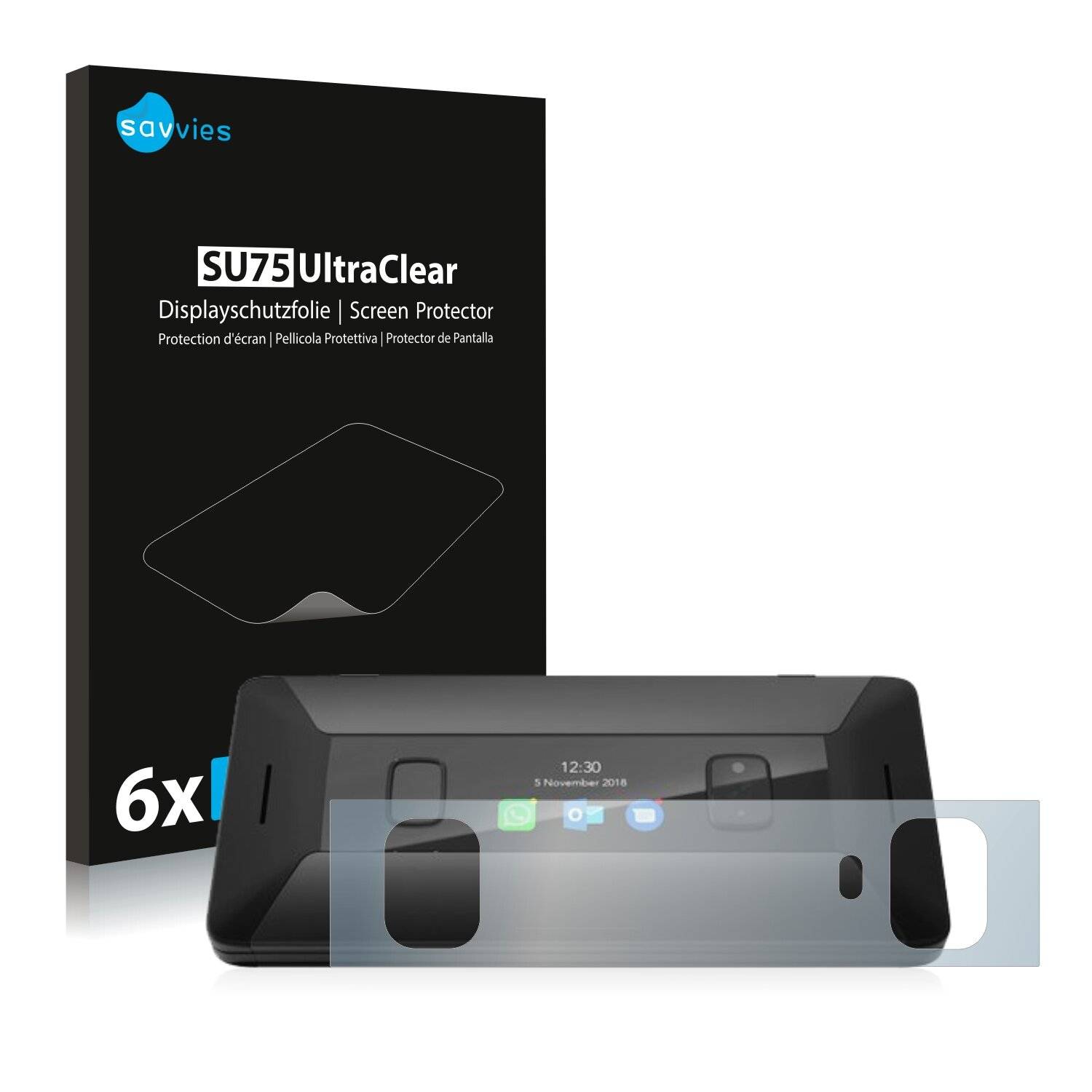 6x Savvies SU75 Displayschutzfolie für Cosmo Communicator (Äußeres