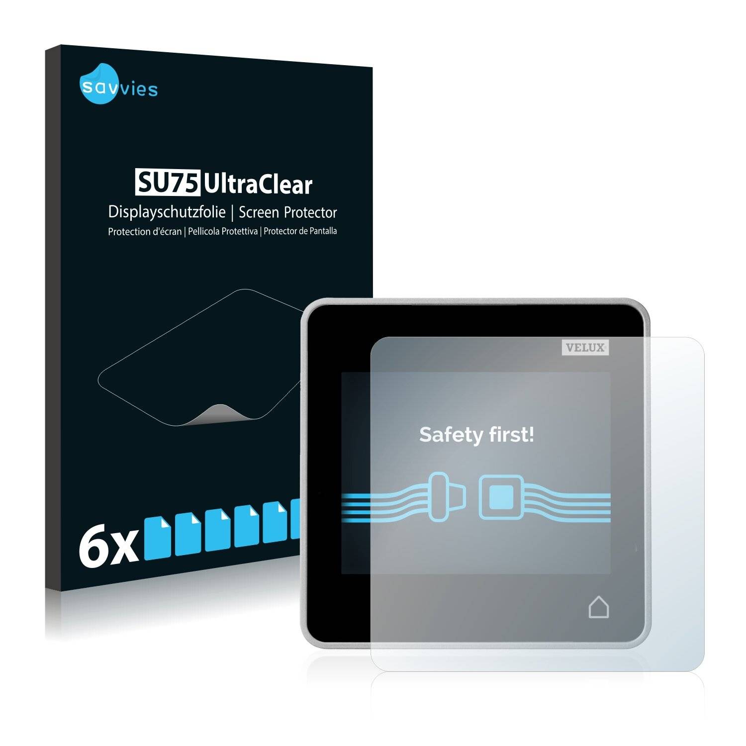 6x Savvies SU75 Displayschutzfolie für Velux Integra Control Pad KLR