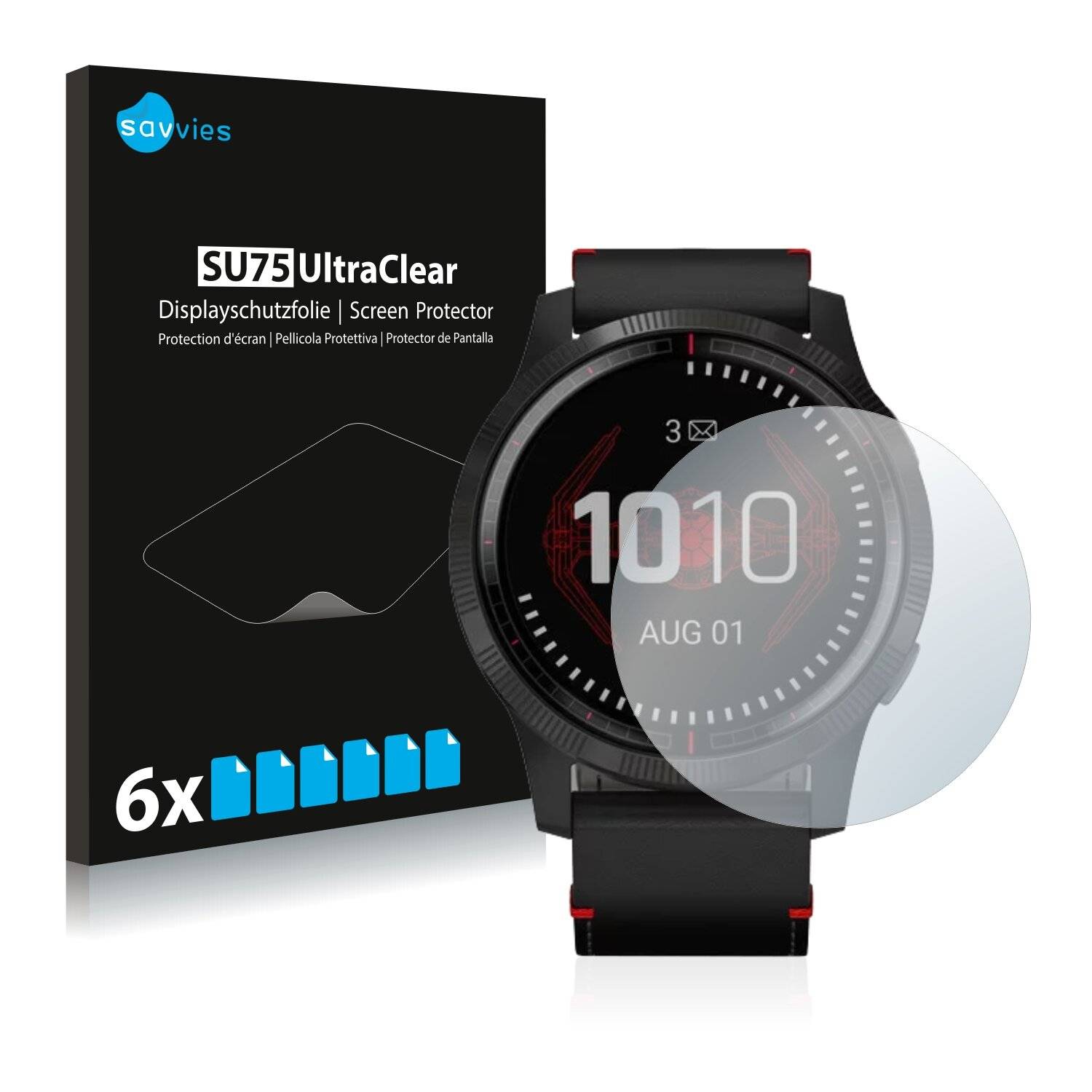 6x Savvies SU75 Displayschutzfolie für Garmin Legacy Saga Darth Vader (45