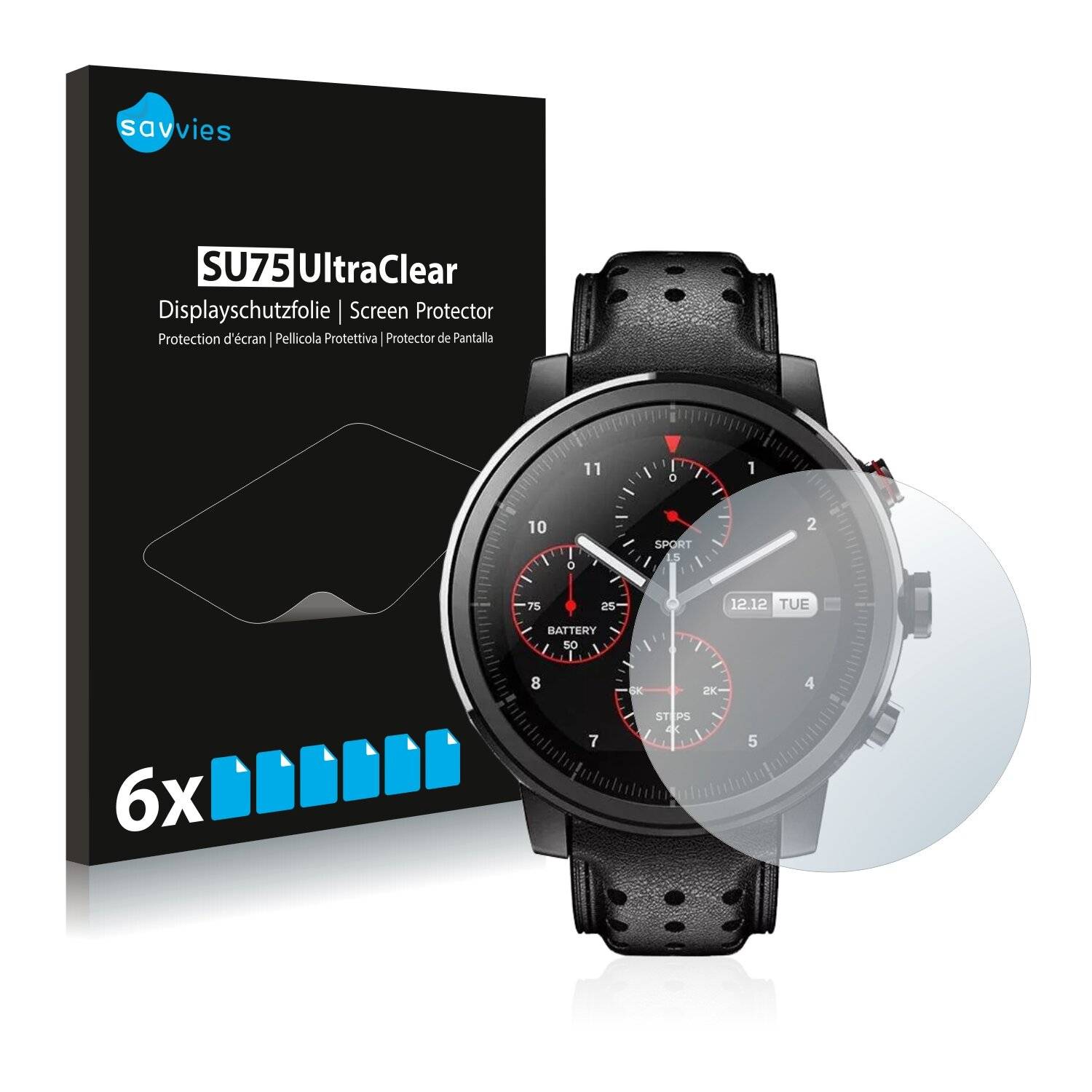 6x Savvies SU75 Displayschutzfolie für Umidigi Uwatch