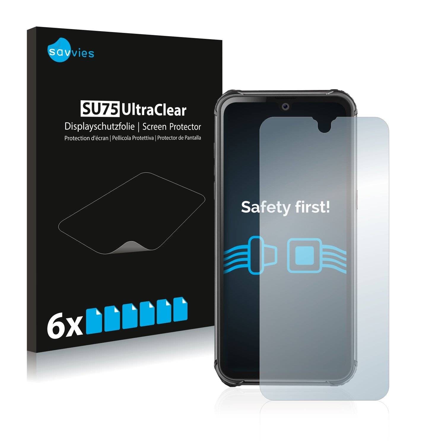6x Savvies SU75 Displayschutzfolie für Blackview BV9800