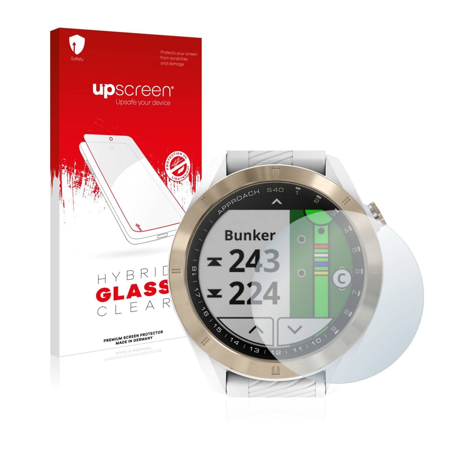 upscreen Hybrid Glass Clear Premium Schutzglas Folie für Garmin Approach