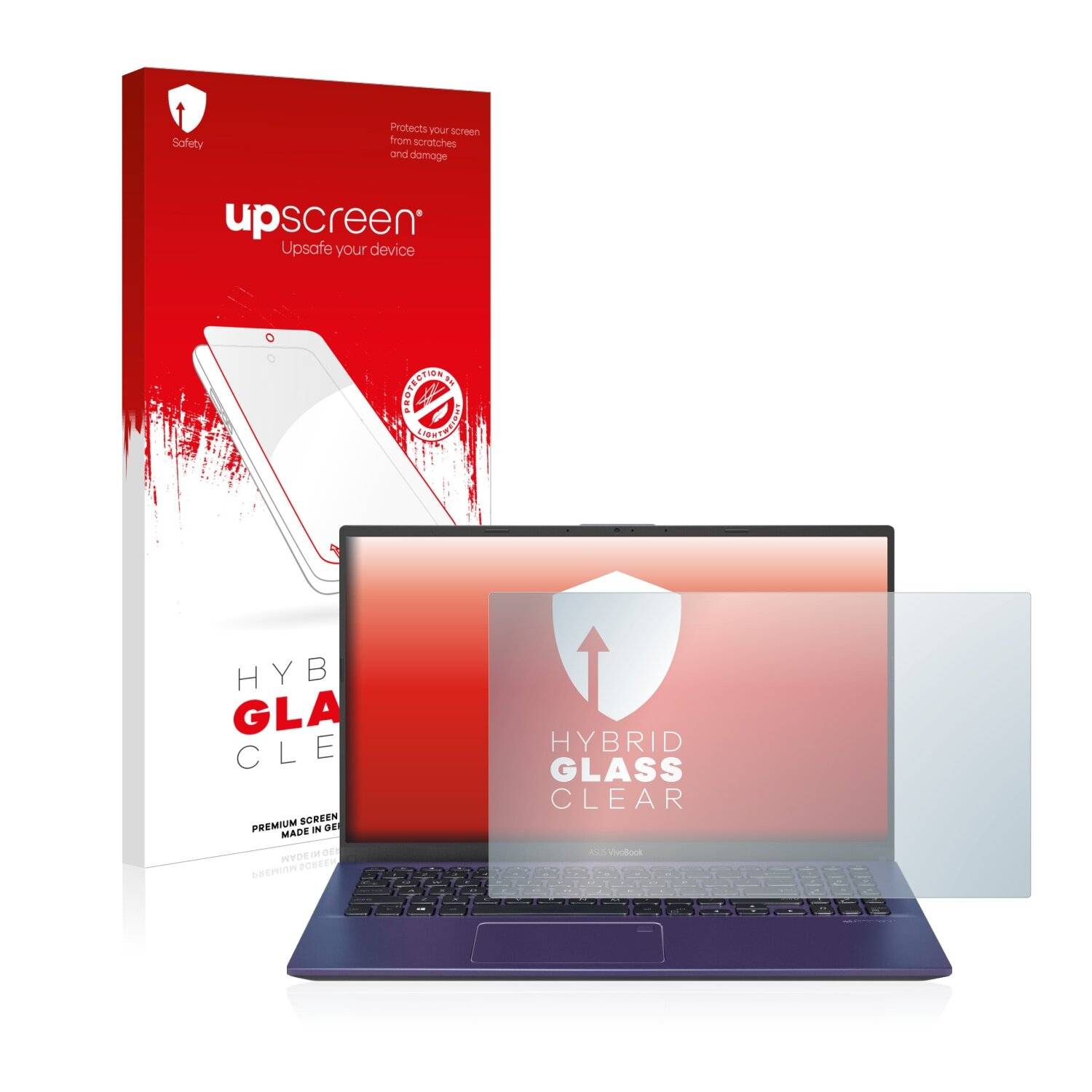upscreen Hybrid Glass Clear Premium Schutzglas Folie für Asus VivoBook 15