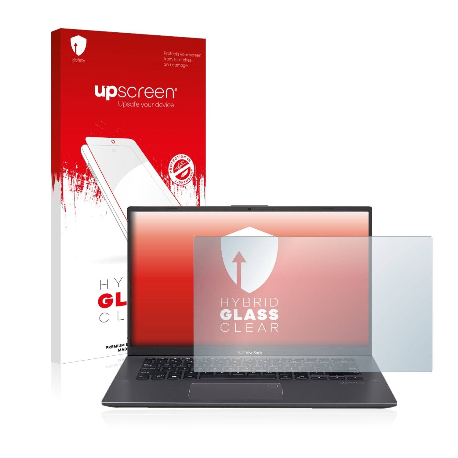 upscreen Hybrid Glass Clear Premium Schutzglas Folie für Asus VivoBook 14