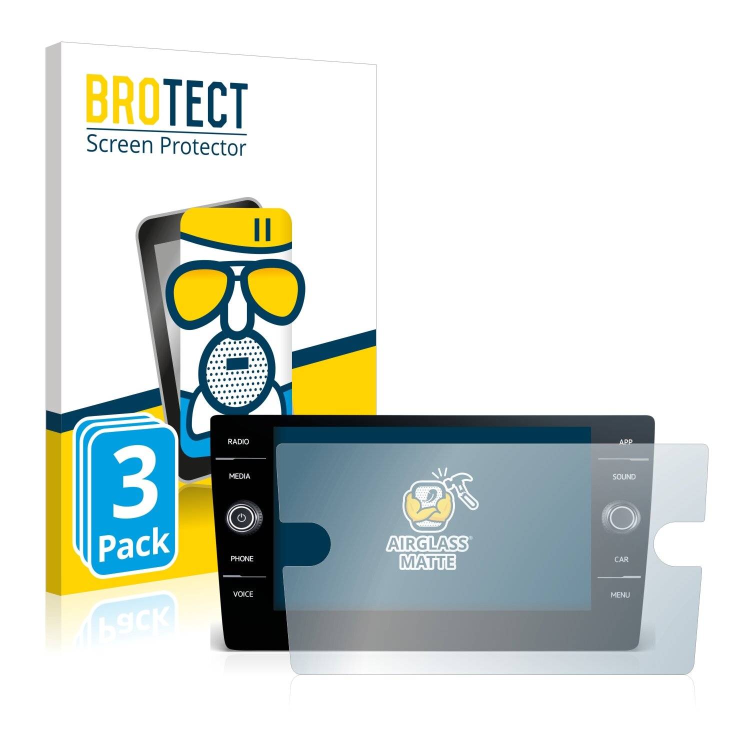 3x BROTECT AirGlass Matte Schutzglas Folie für Volkswagen Golf GTE 2017 Discover Media 8