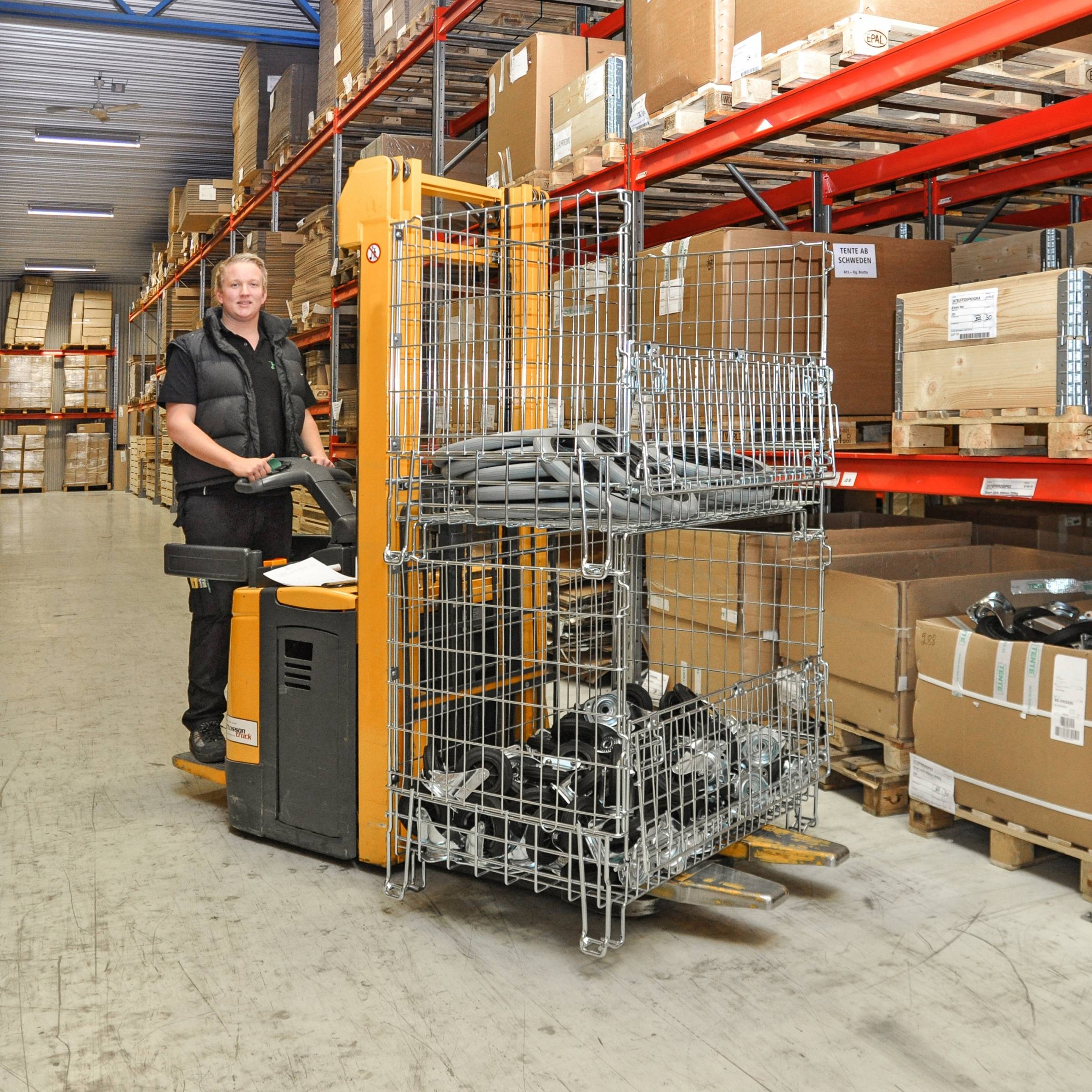 Kongamek Gitterbox verzinkt 860x580x680mm vorne halb zu öffnen 300kg Tragkraft