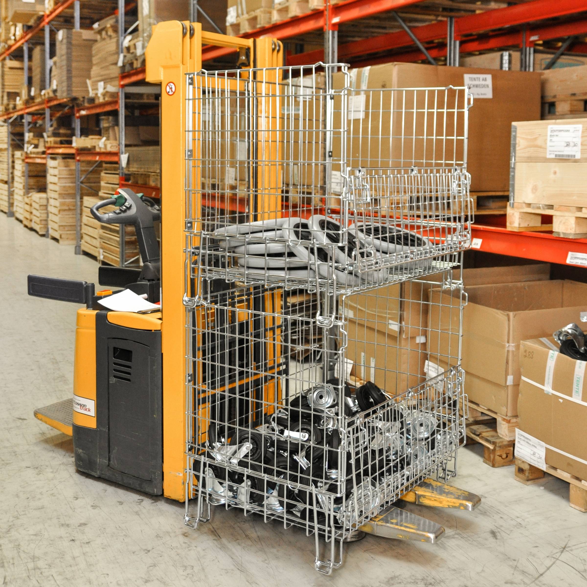 Kongamek Gitterbox verzinkt 860x580x680mm vorne halb zu öffnen 300kg Tragkraft