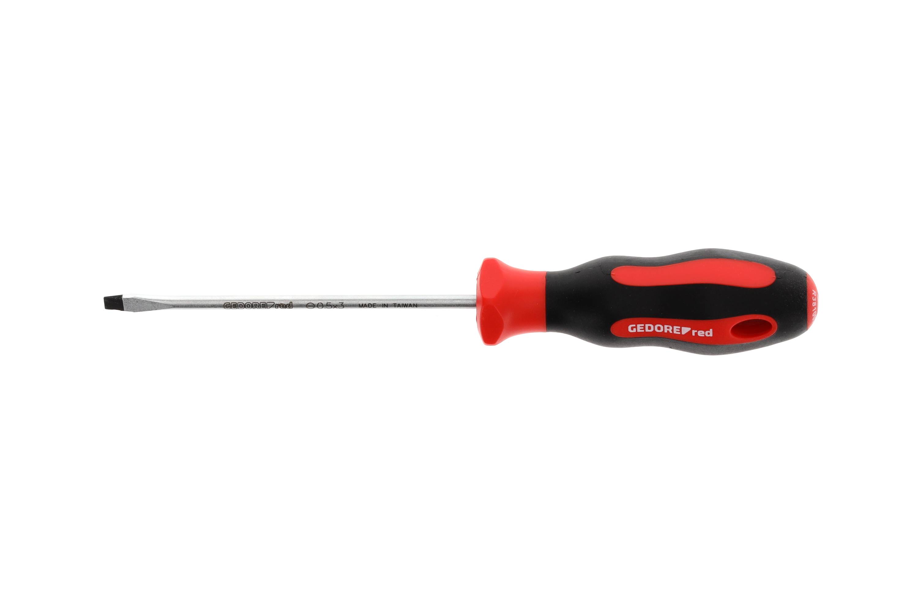 GEDORE red Schraubendreher Schlitz, Schraubenzieher, 2-Komponenten-Griff, Länge 145 mm, Werkzeug, R3