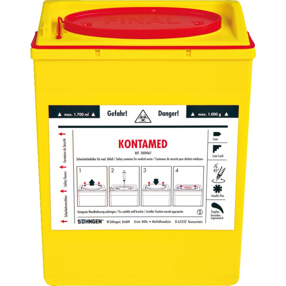 SÖHNGEN® Kontamed, Sicherheitsbehälter für medizin. Abfall, gelb, 170x225x75mm