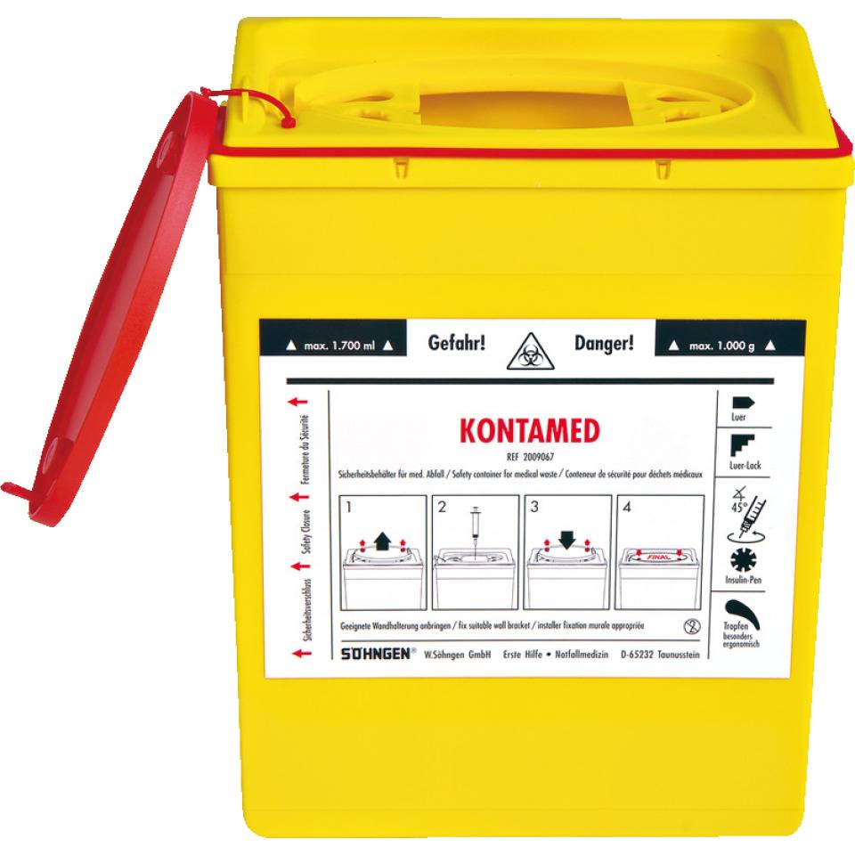 SÖHNGEN® Kontamed, Sicherheitsbehälter für medizin. Abfall, gelb, 170x225x75mm