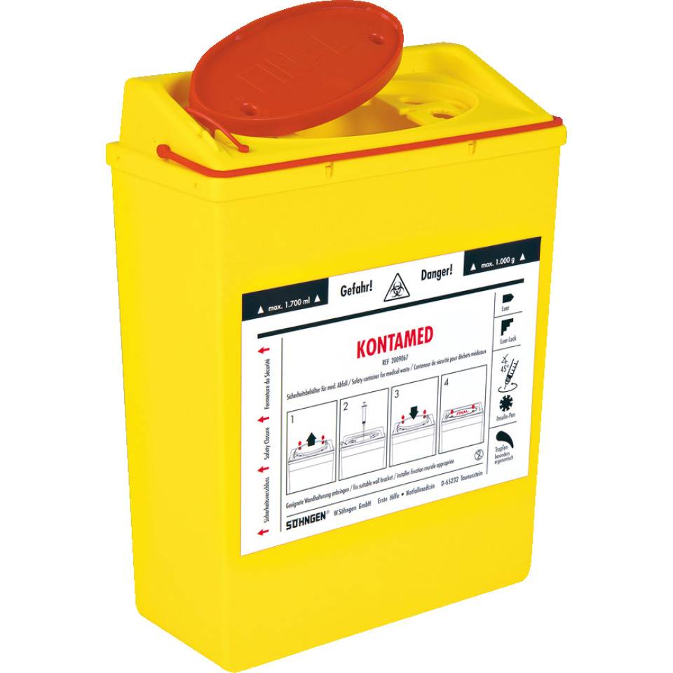 SÖHNGEN® Kontamed, Sicherheitsbehälter für medizin. Abfall, gelb, 170x225x75mm