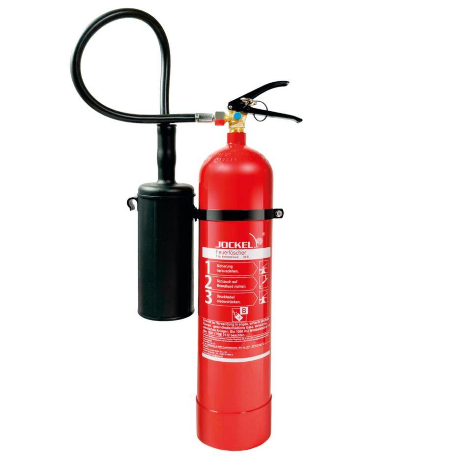 JOCKEL CO2 Dauerdruck-Feuerlöscher, Brandklasse B, 5kg, 735x265x150mm, 15kg