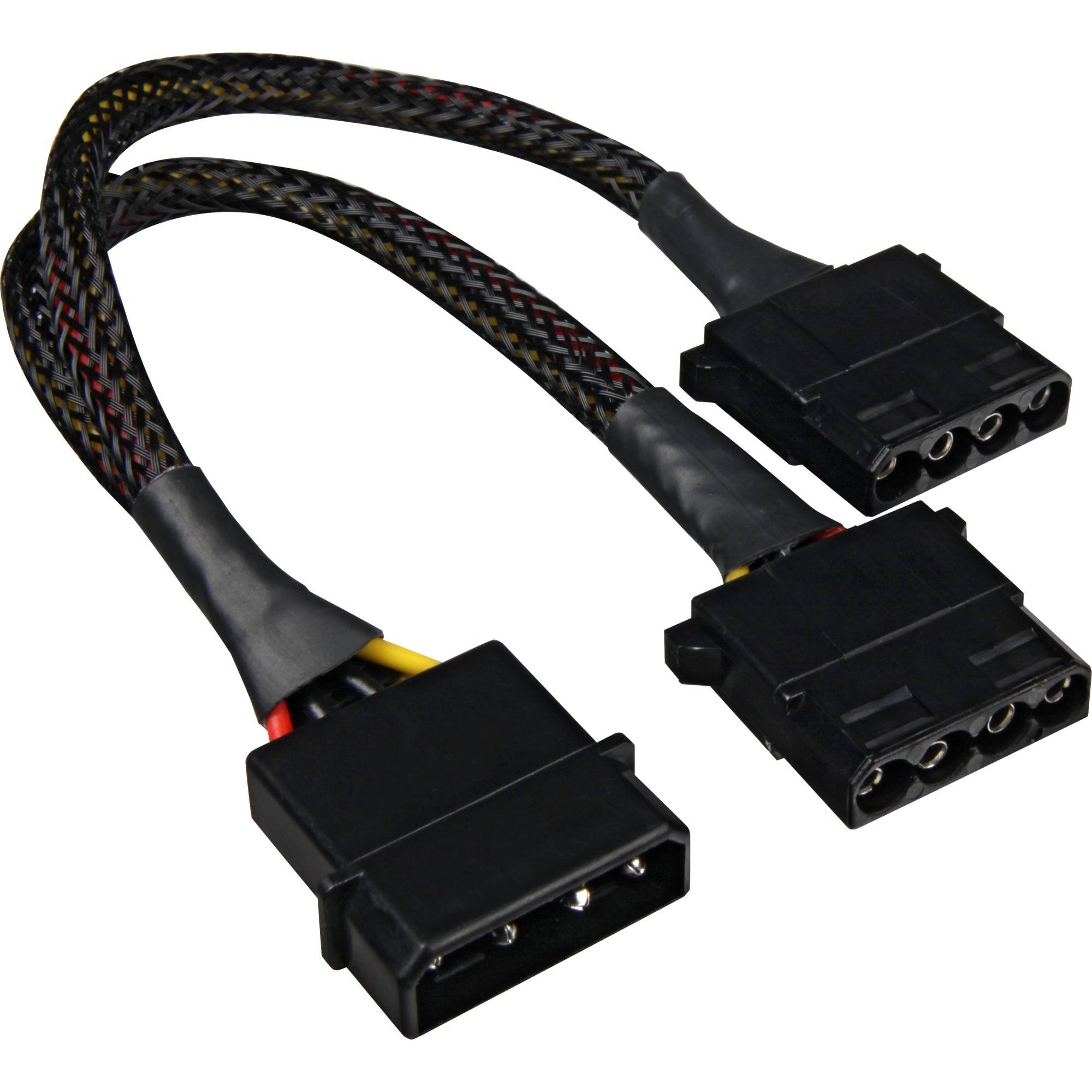 Sharkoon Sata Y Stromadapter 4P Molex 0.15m bk - Kabel - Digital/Daten - Strom/N