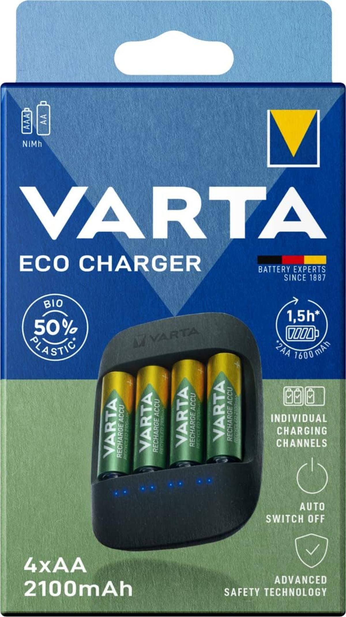 VARTA Akku Ladegerä inkl. 4X AA 2100mAh Batterieladegerät AA AAA