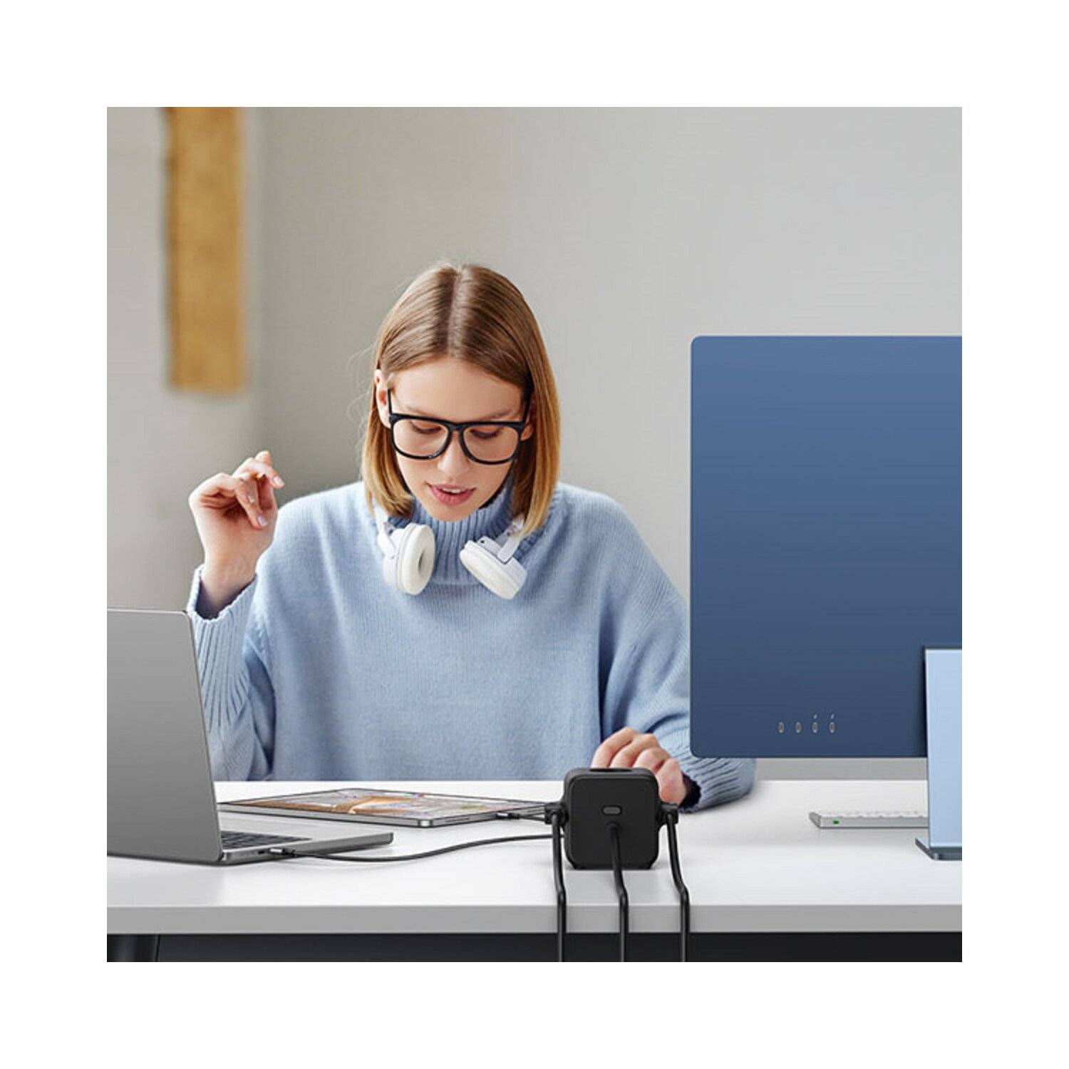 Ugreen Cube Steckdosenleiste 65W USB / USB C + 3x AC-Buchse schwarz (CD268)