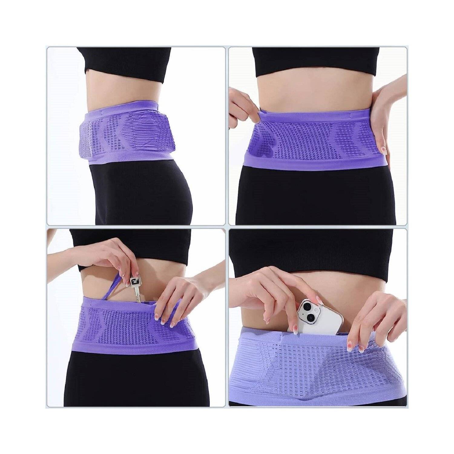 Elastisches Laufband mit innovatives Design und 360-Grad-Öffnung, Nylon Huftgürtel S Schwarz