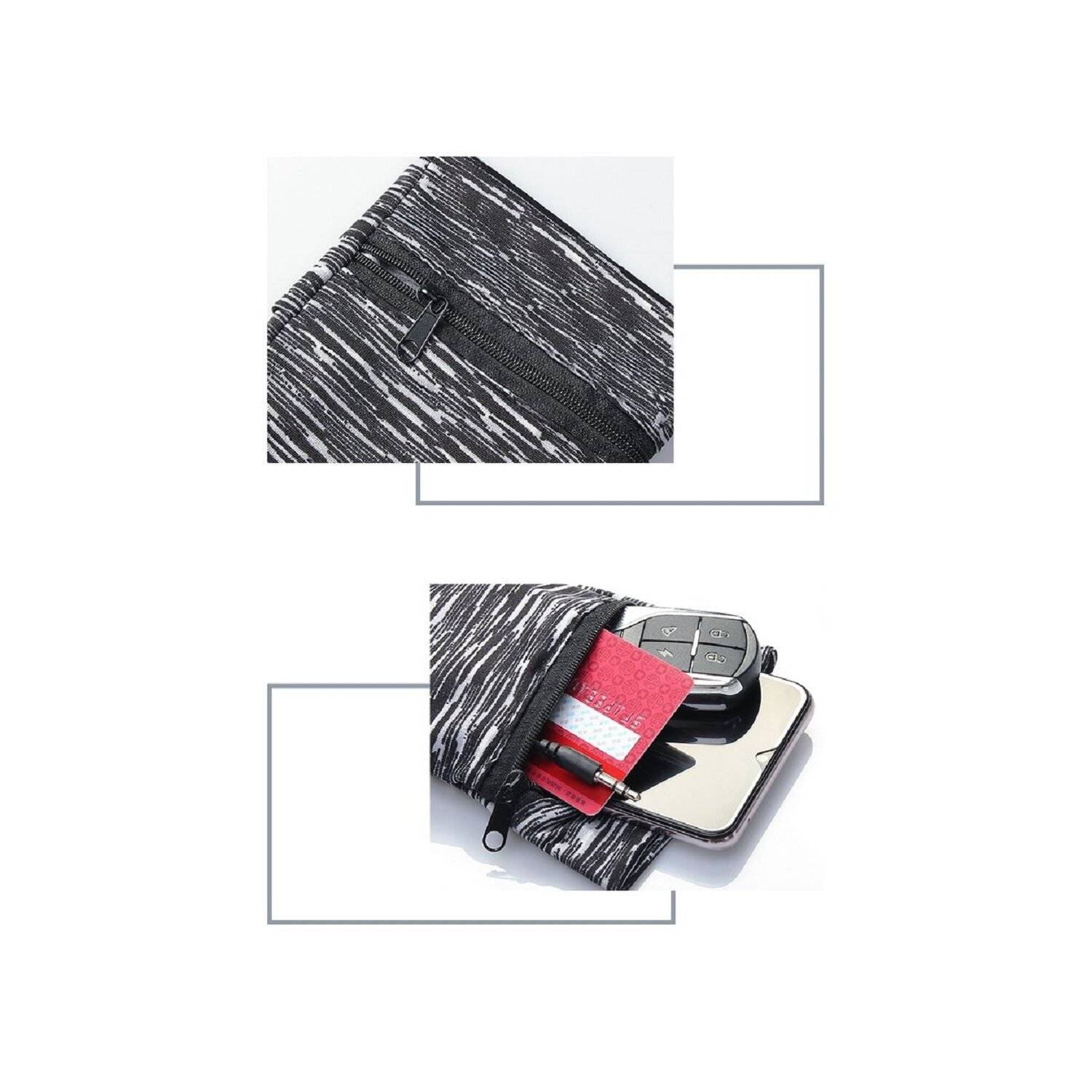 Stoffarmband am Arm für Lauffitness Schwarz / Weiß