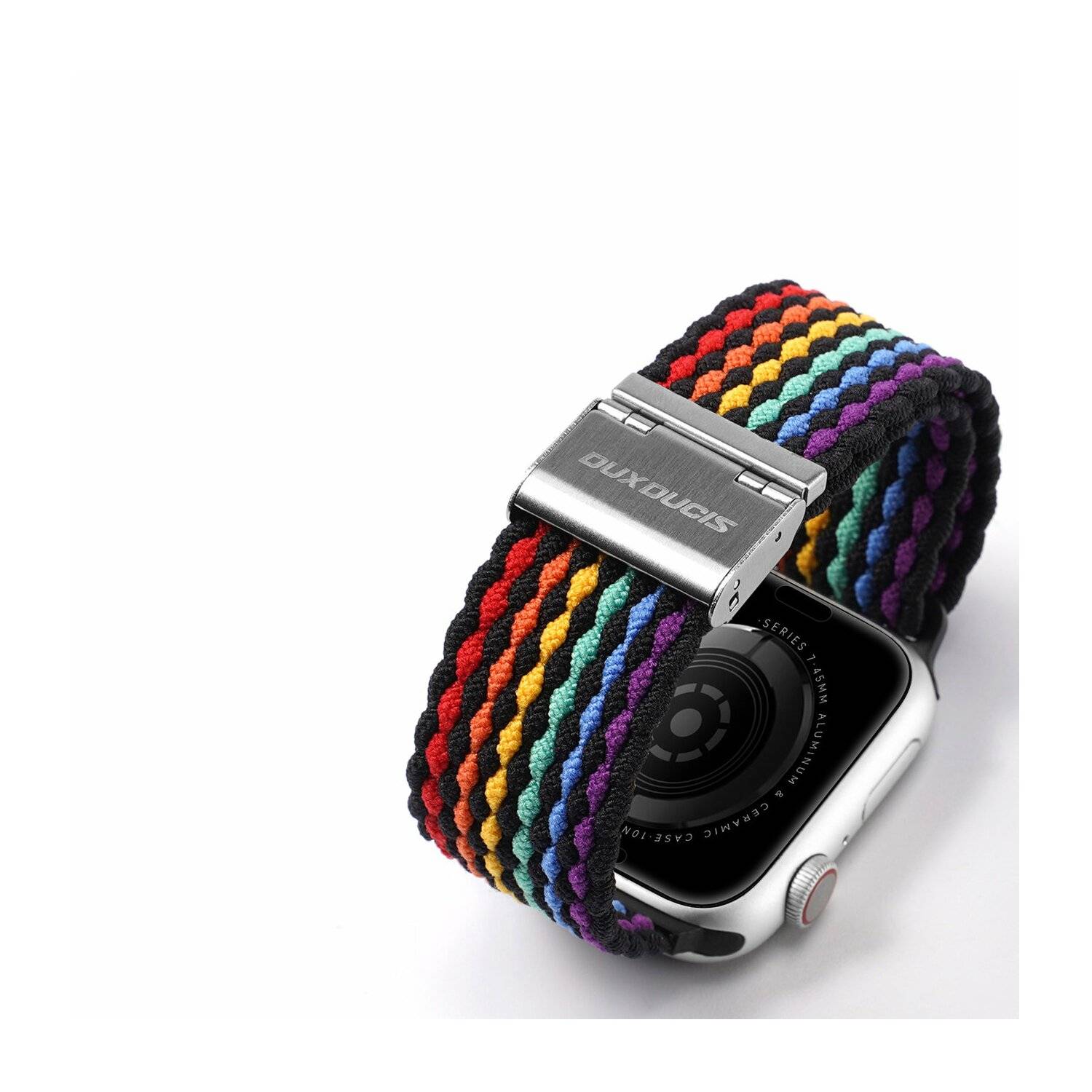 Dux Ducis Strap (Mixture II Version) Armband für Apple Watch Ultra, SE, 8, 7, 6, 5, 4 Bunte Streifen dunkel 42/44/45 mm