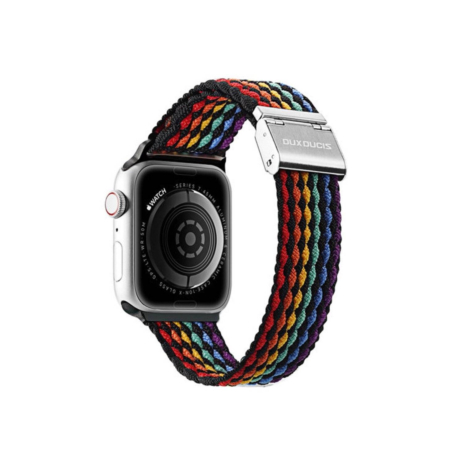 Dux Ducis Strap (Mixture II Version) Armband für Apple Watch Ultra, SE, 8, 7, 6, 5, 4 Bunte Streifen dunkel 42/44/45 mm