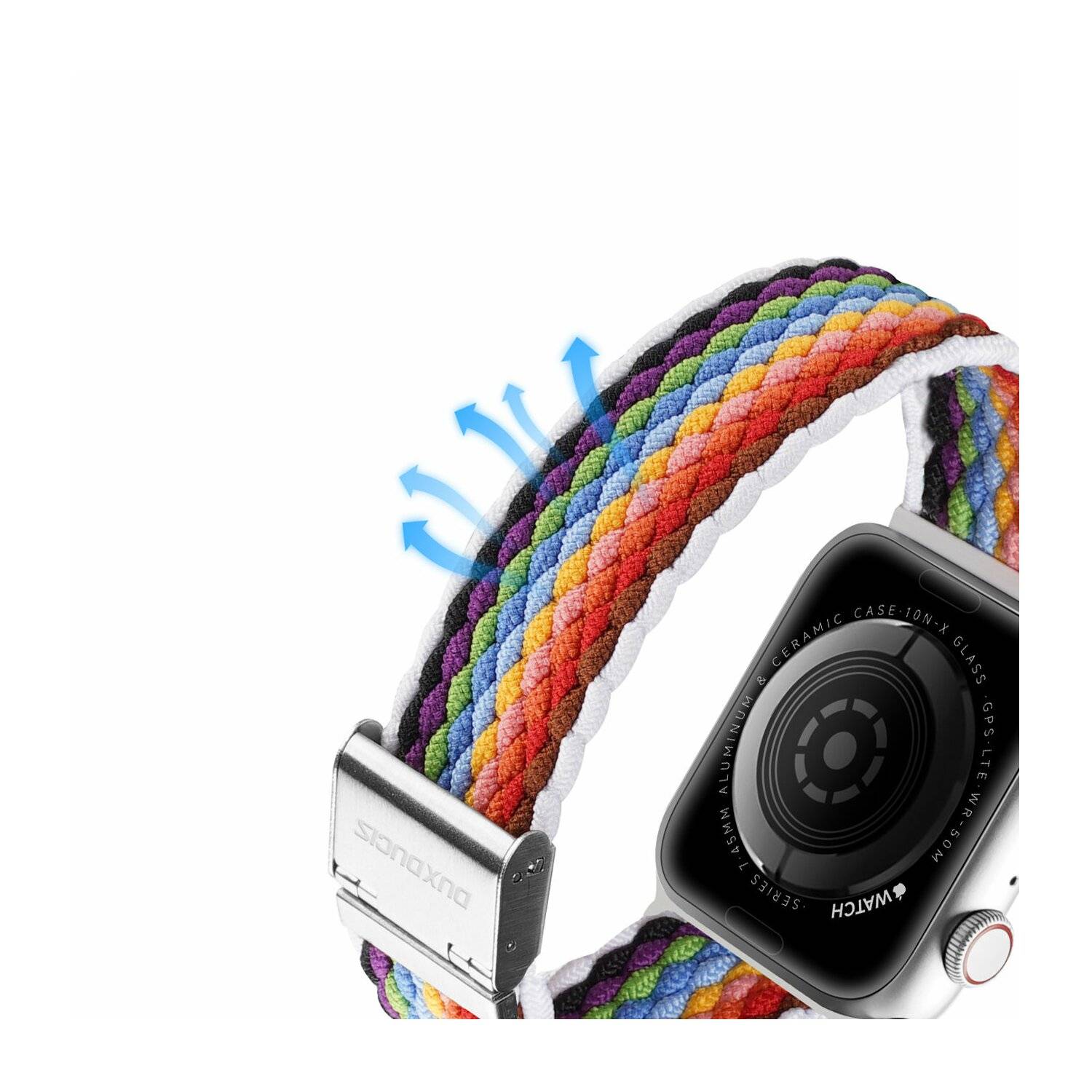 Dux Ducis Strap (Mixture II Version) Armband für Apple Watch Ultra, SE, 8, 7, 6, 5, 4, 3 Bunte Streifen hell 42/44/45 mm