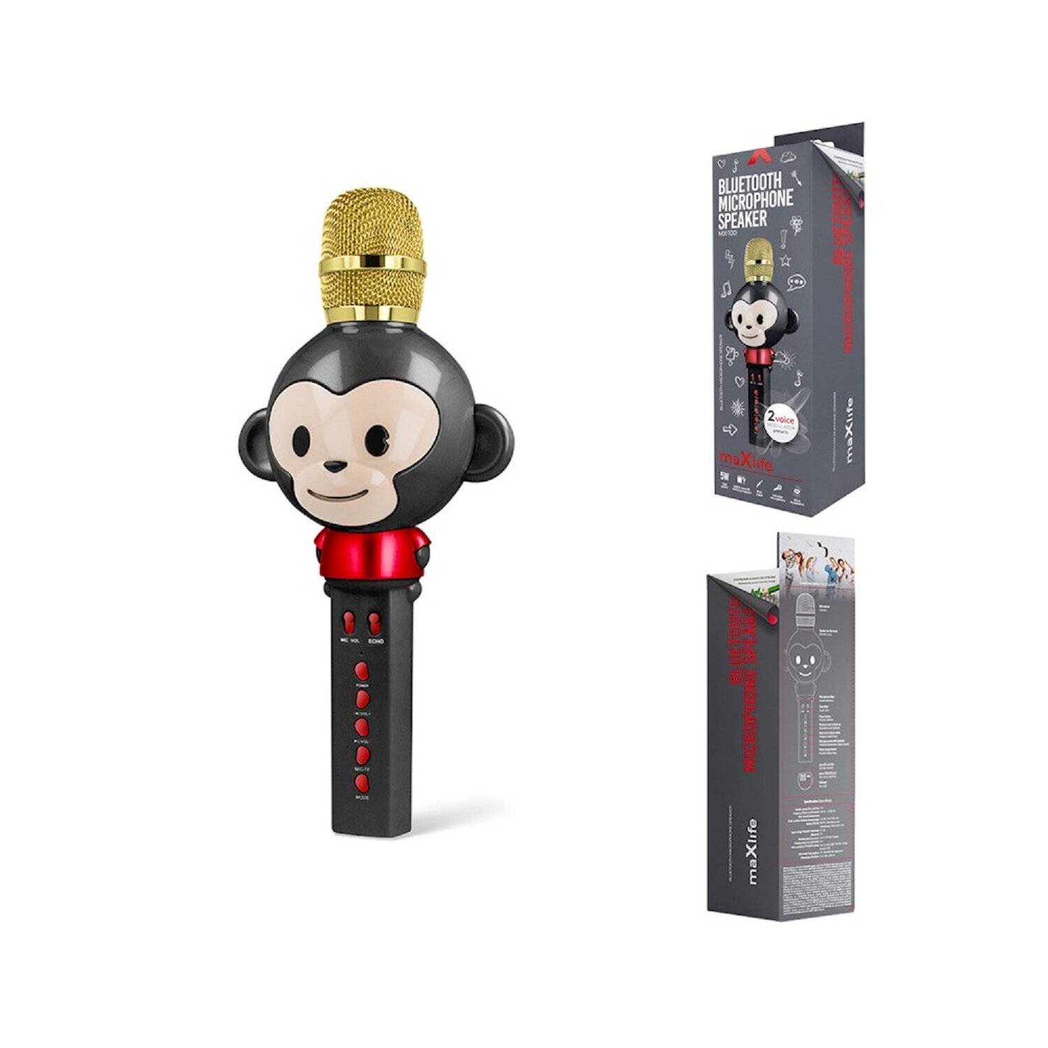 Maxlife Bluetooth-Mikrofon mit Lautsprecher Animal MX-100 schwarz