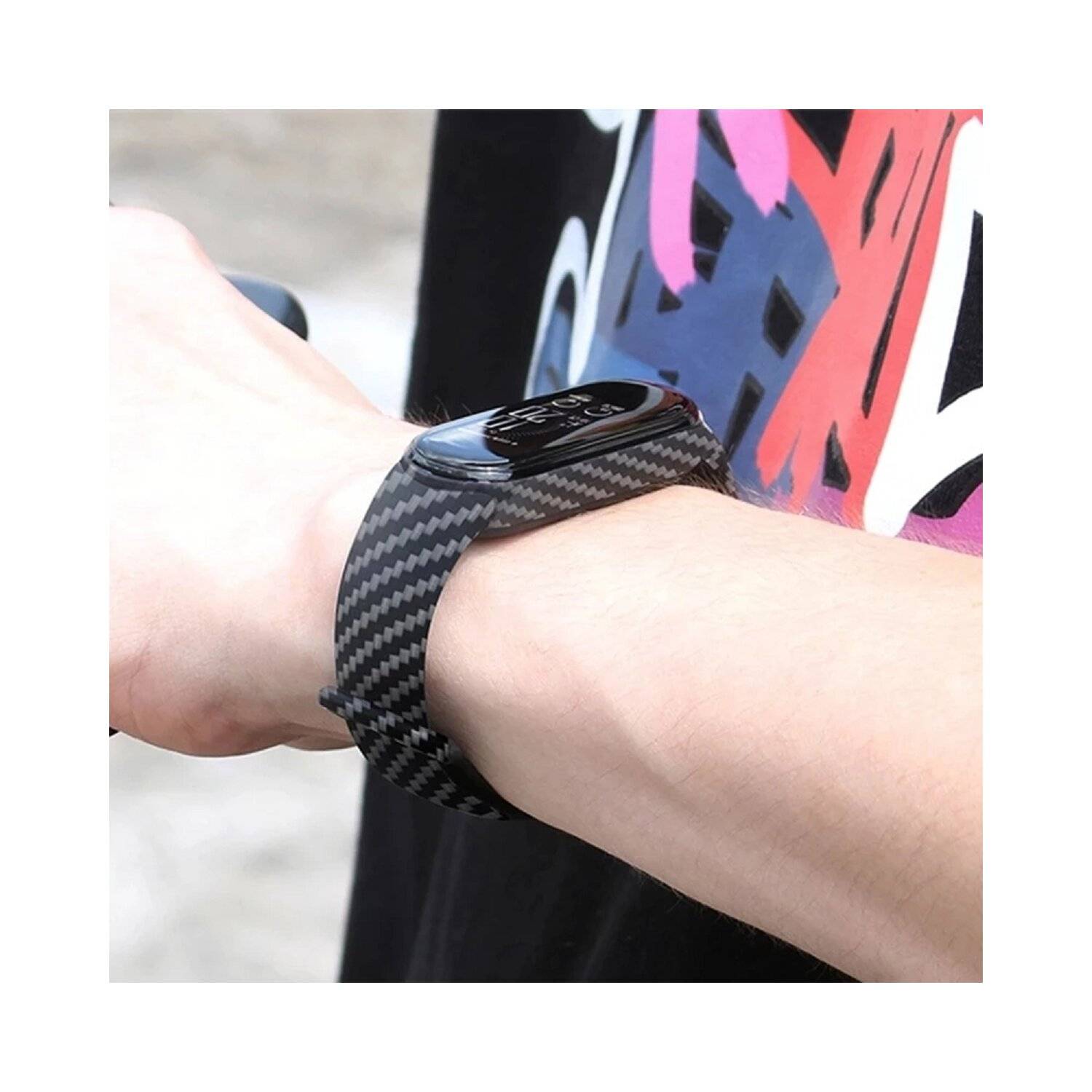Silikonarmband Xiaomi Mi Band 7 Ersatz-Silikon-Armband Carbon Schwarz