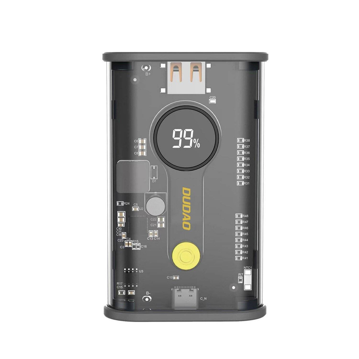 Dudao Powerbank 10000mAh 1x USB-C / 1x USB-A 22,5W PD Transparent-Schwarz (K16)