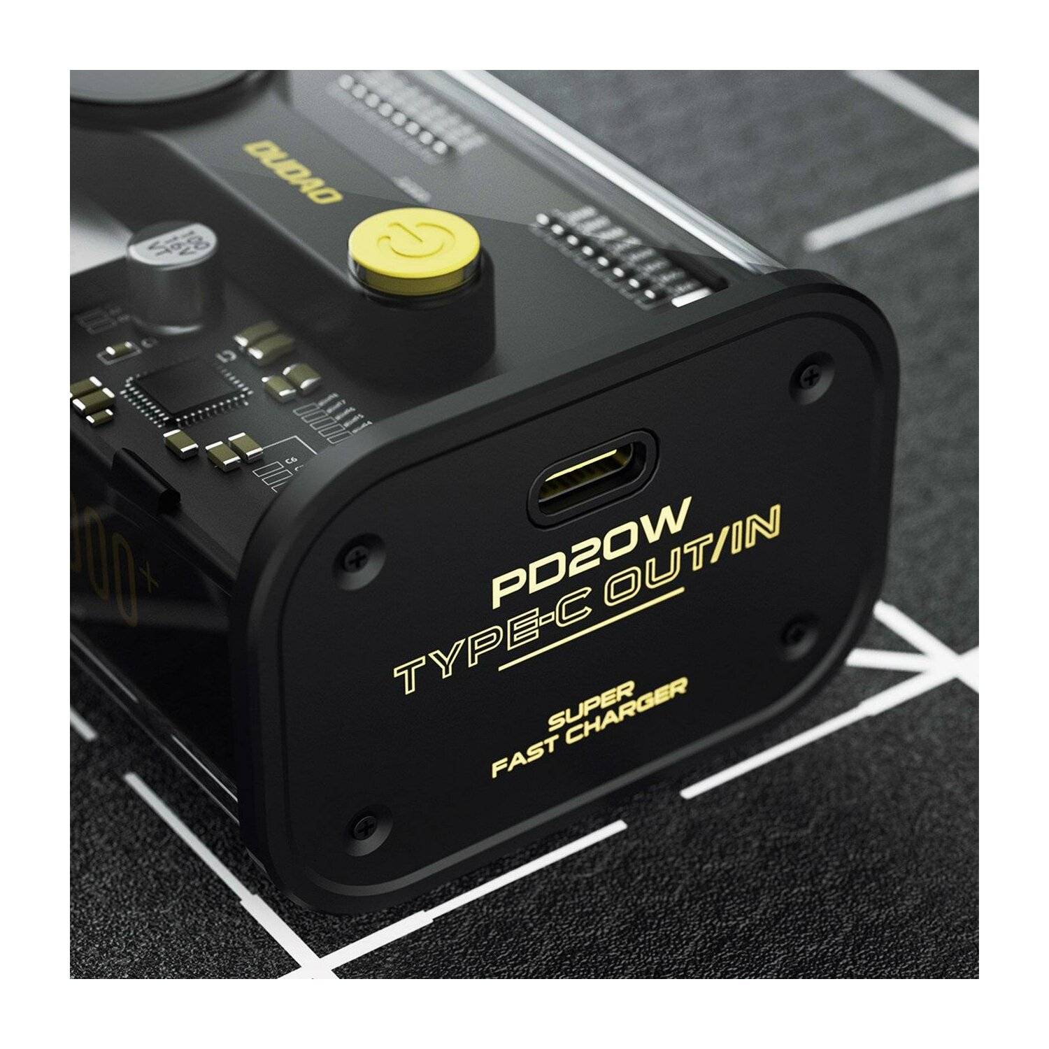 Dudao Powerbank 10000mAh 1x USB-C / 1x USB-A 22,5W PD Transparent-Schwarz (K16)