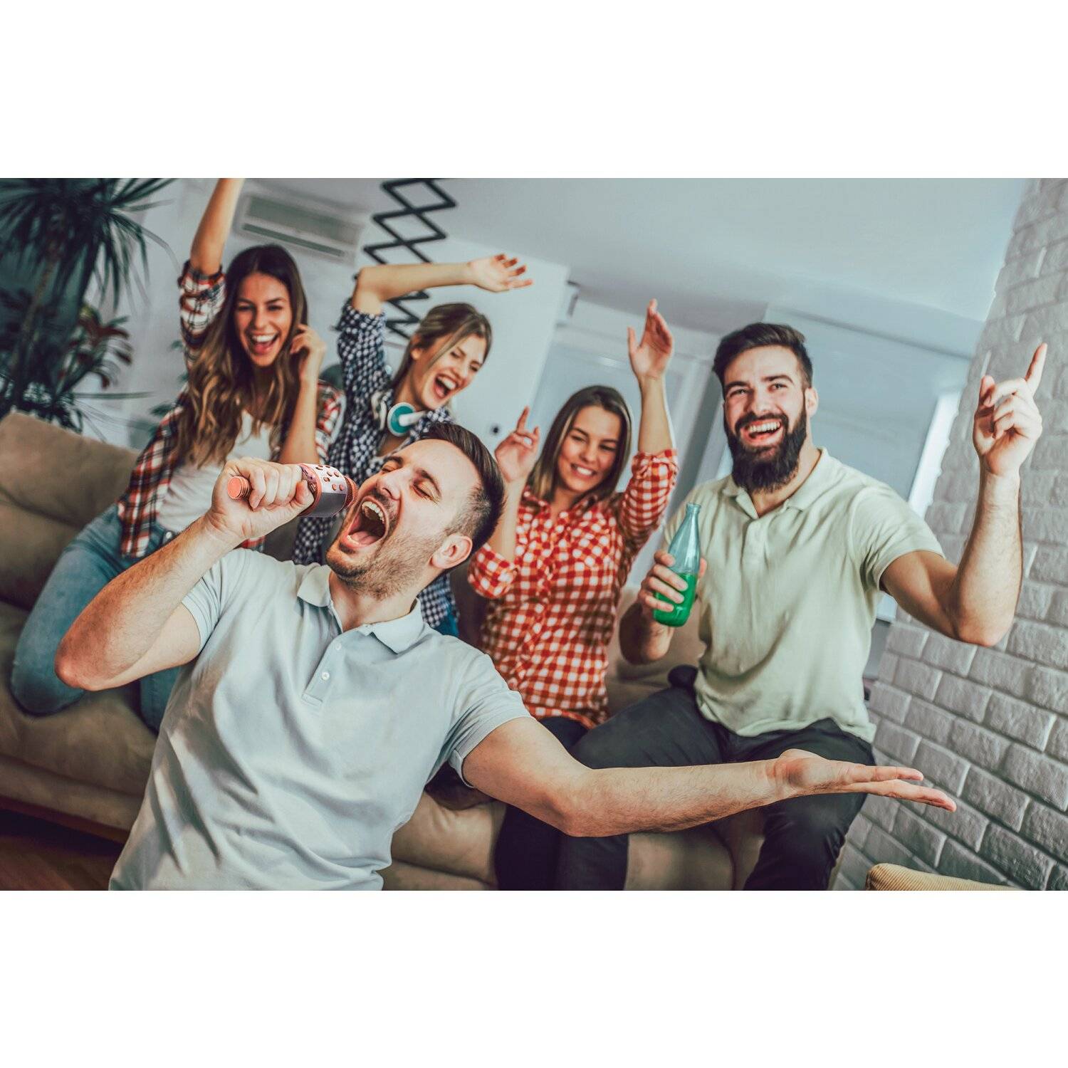 Forever BMS-300 Lite Bluetooth-Mikrofon mit Lautsprecher Karaoke-Mikrofon Roségold