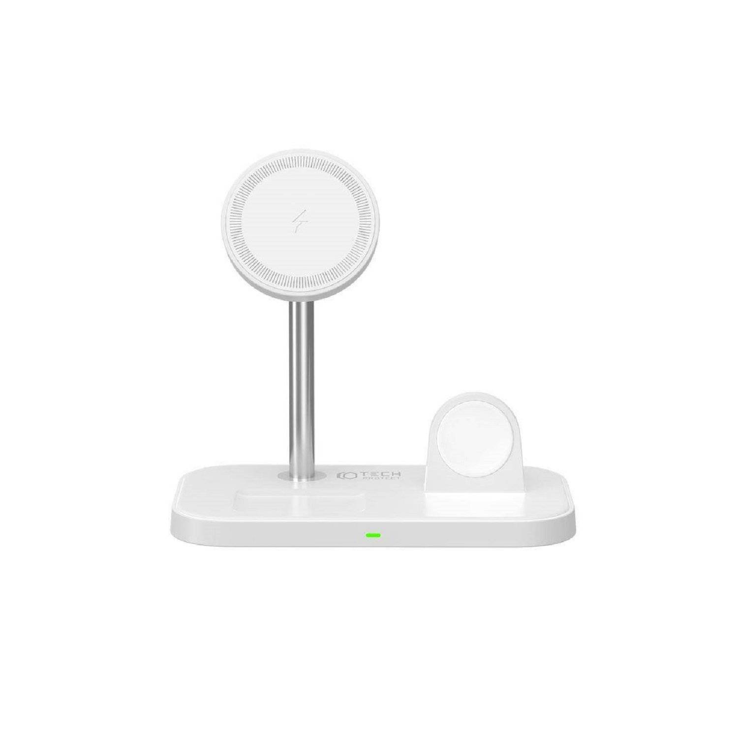 Tech-Protect A22 15W Wireless Magnetic Charger 3in1 für Smartphones mit MagSafe, Kopfhörer, Smartwatch Weiß