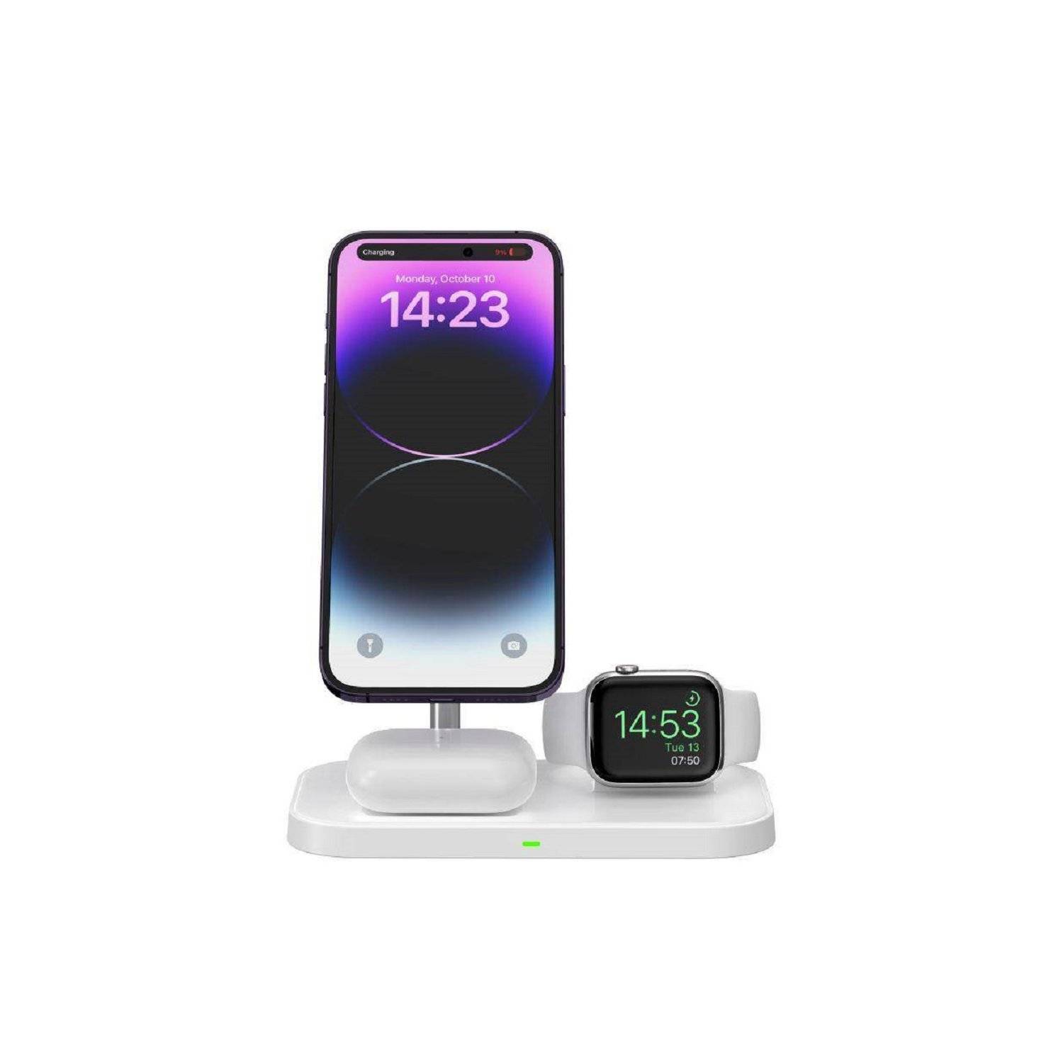 Tech-Protect A22 15W Wireless Magnetic Charger 3in1 für Smartphones mit MagSafe, Kopfhörer, Smartwatch Weiß