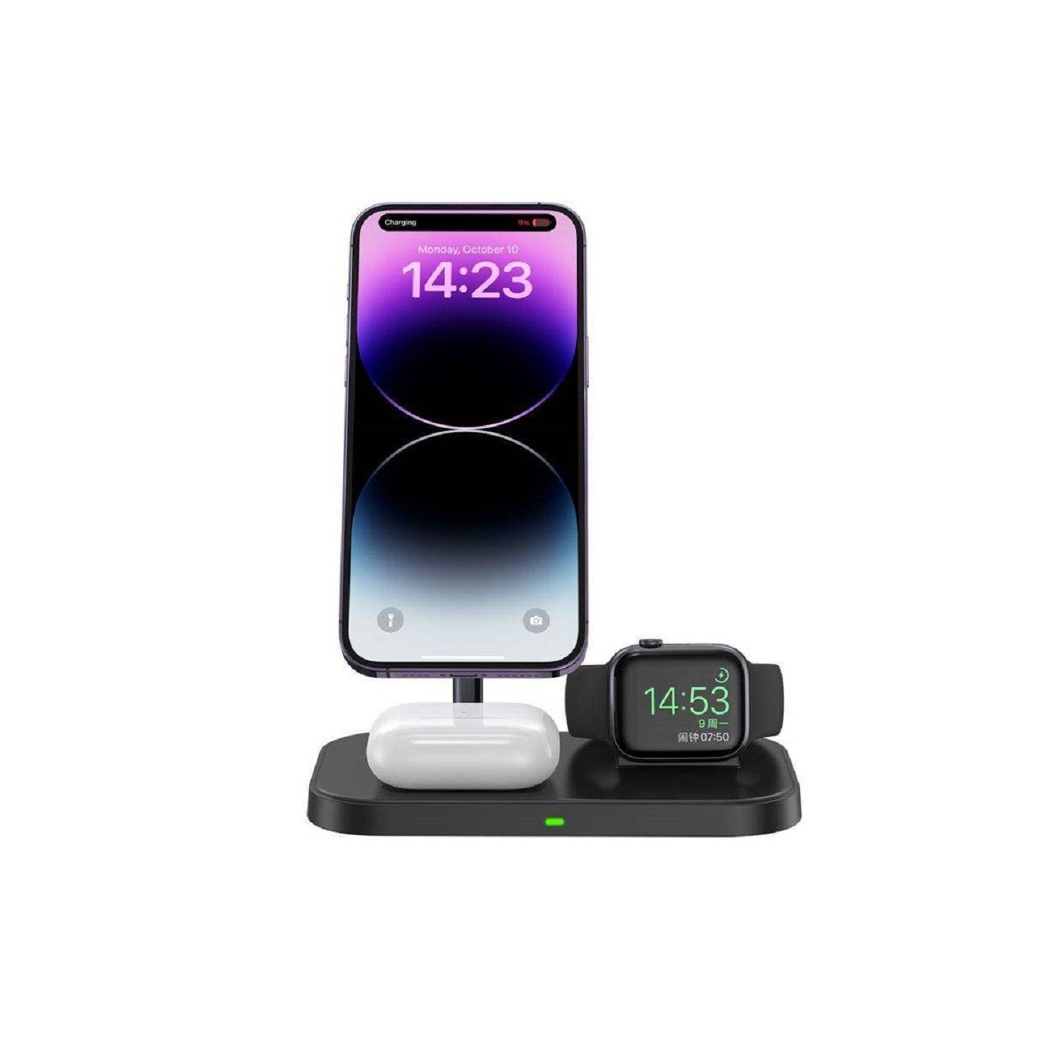 Tech-Protect A22 15W Wireless Magnetic Charger 3in1 für Smartphones mit MagSafe, Kopfhörer, Smartwatch Schwarz