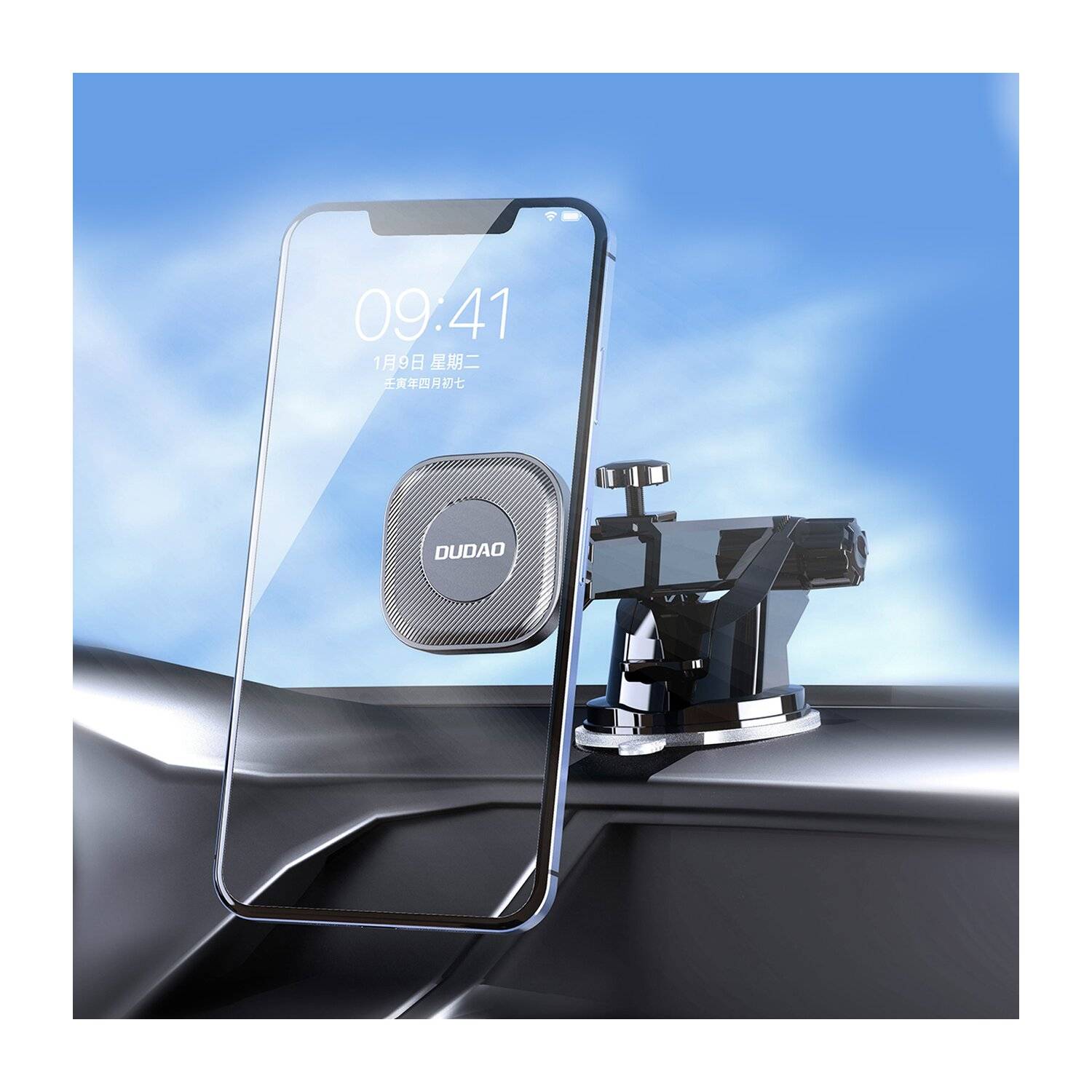 Dudao magnetischer Autotelefonhalter mit Teleskoparm KFZ-Halterung Handyhalterung Schwarz (F6Max)