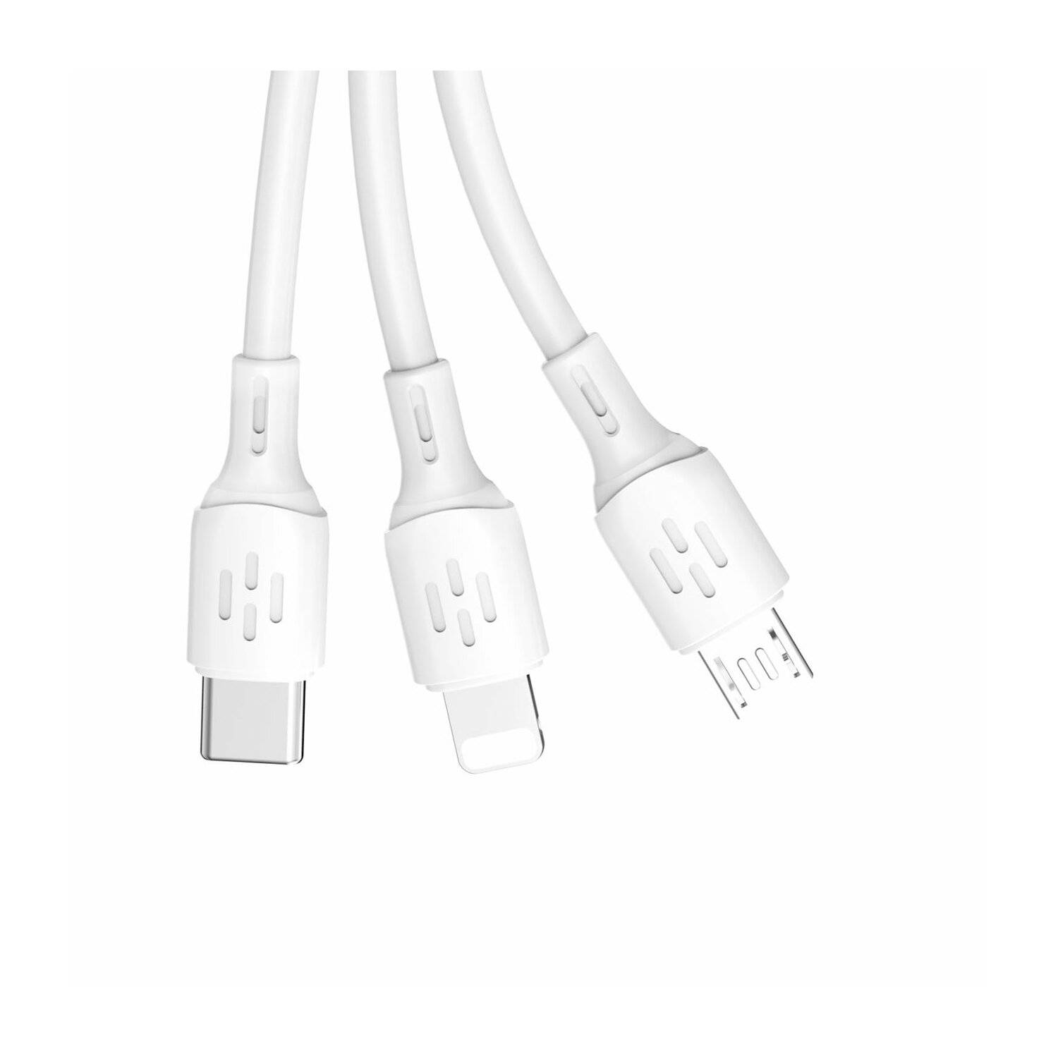 USB-Kabel Ladekabel – USB C / Micro-USB / Lightning 480 Mbit/s 6 A 1,2 m – Weiß