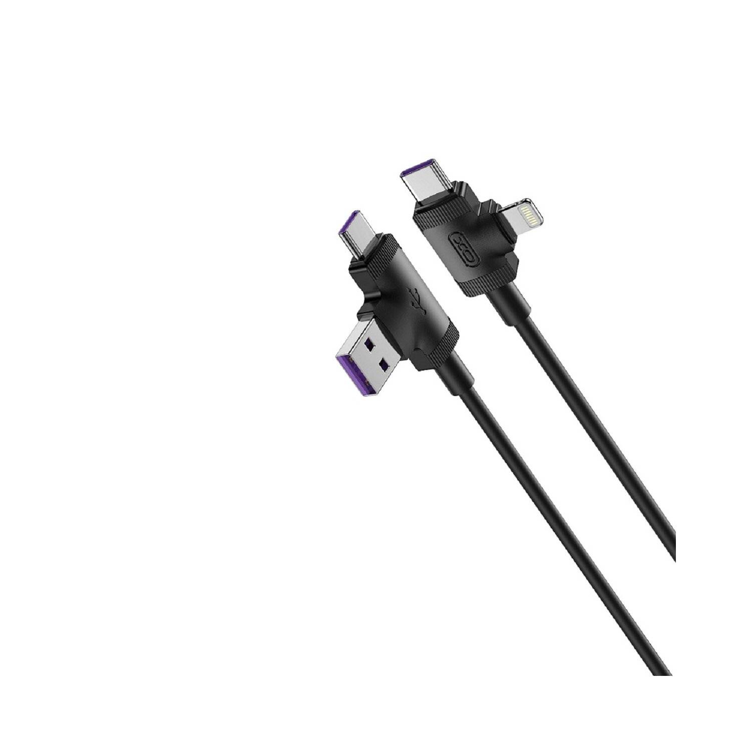 XO NB237 Daten- und Ladekabel 4in1 USB + USB-C - iPhone-Anschluss + USB-C 1,0 m 3A Schwarz