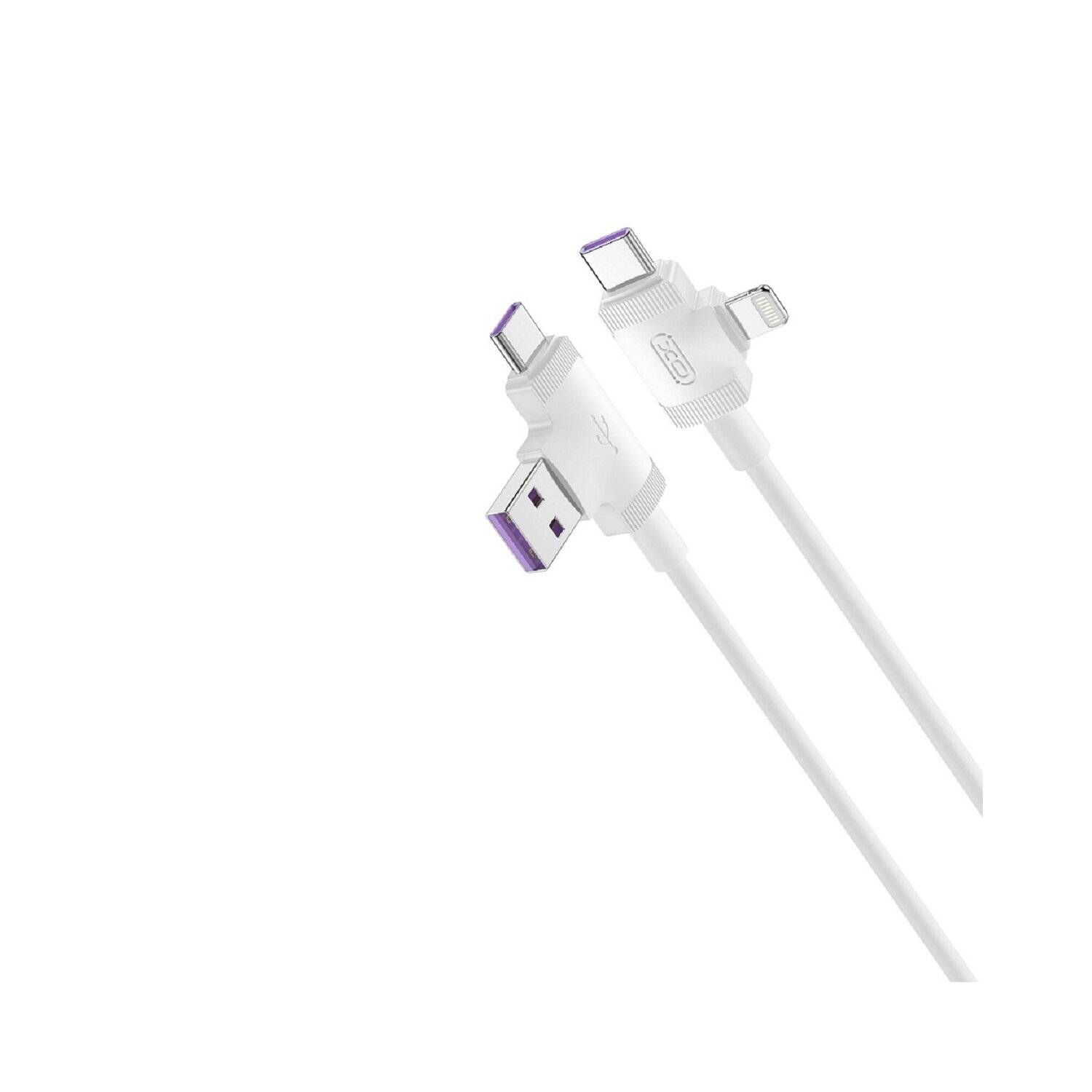 XO NB237 Daten- und Ladekabel 4in1 USB + USB-C - iPhone-Anschluss + USB-C 1,0 m 3A Weiß