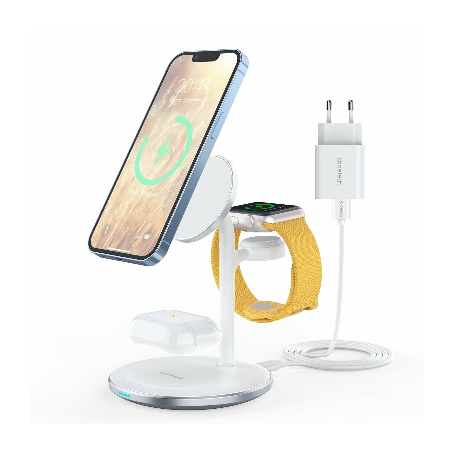Choetech T585-F 3in1 induktive Ladestation iPhone 12/13, AirPods Pro, Apple Watch Weiß