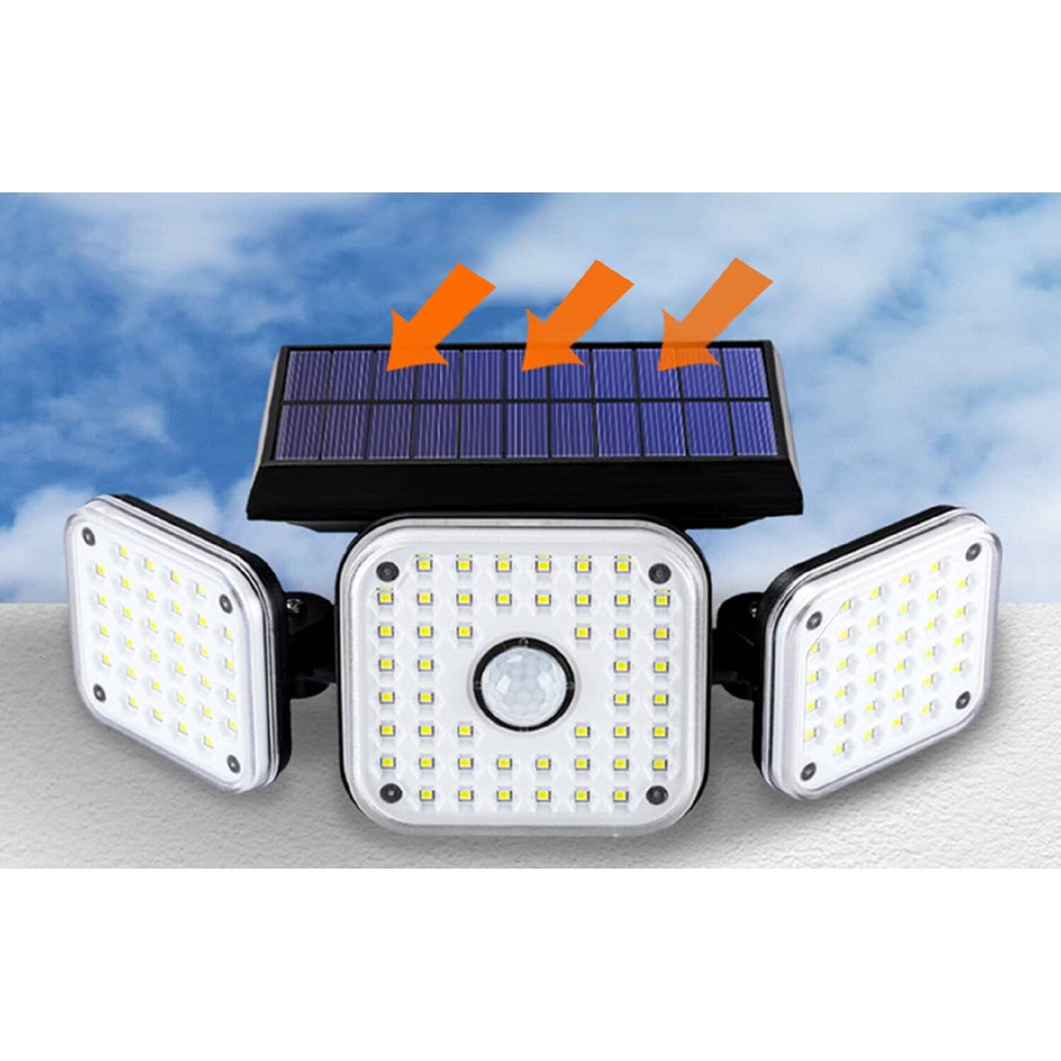 Superfire FF13-C 22W Solarlampe 300lm 2400mAh 3 Beleuchtungsmodi, Bewegungsmelder Außenbeleuchtung Schwarz