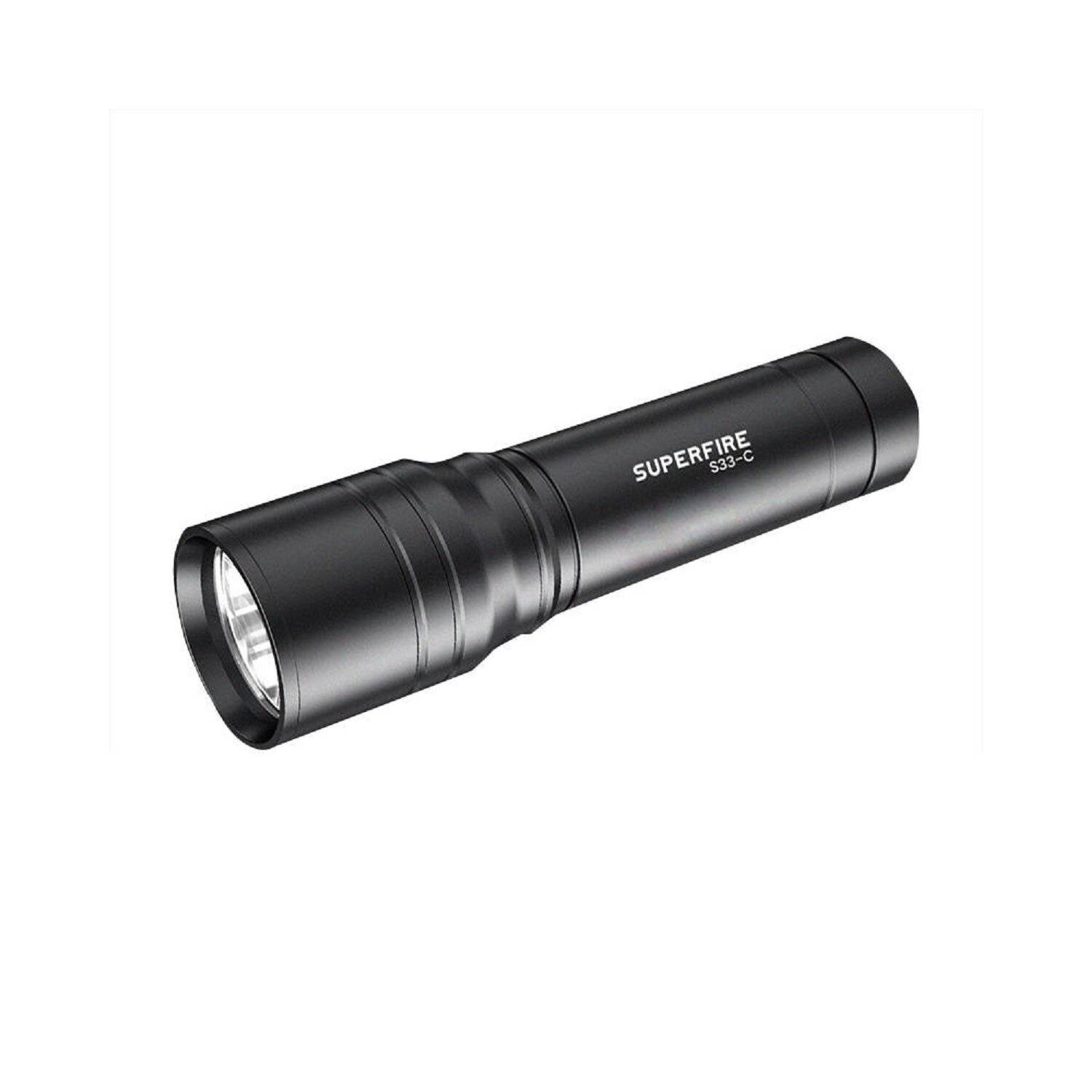 Superfire S33-C 5W Taschenlampe, 210lm, 800mAh, USB, 4 Betriebsmodi IP43 Schwarz