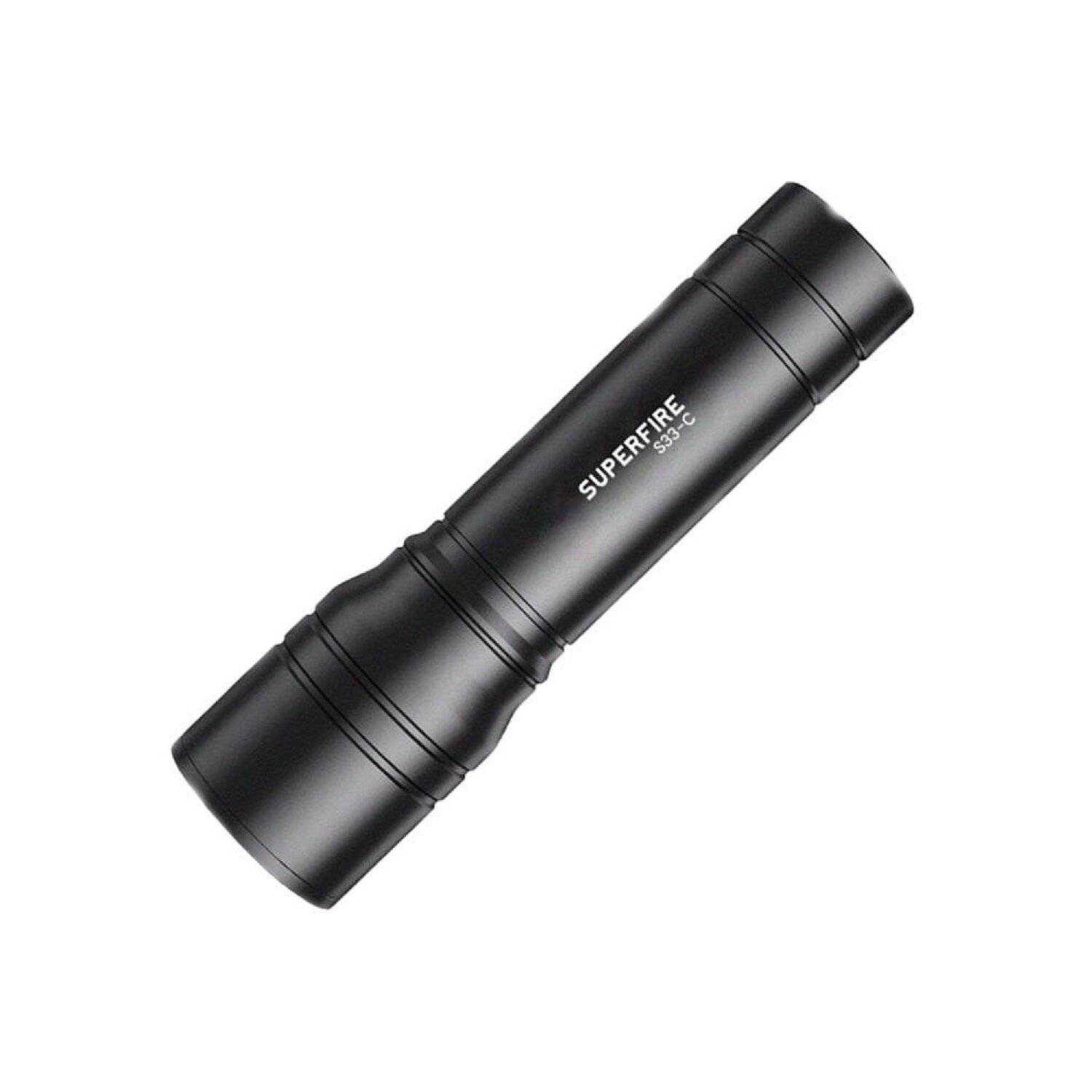 Superfire S33-C 5W Taschenlampe, 210lm, 800mAh, USB, 4 Betriebsmodi IP43 Schwarz