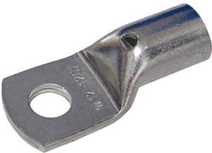 Eine Kabelöse aus Metall mit einem Loch zur Befestigung, die üblicherweise zum Anschließen von Kabeln an Batteriepole oder elektrische Geräte verwendet wird.