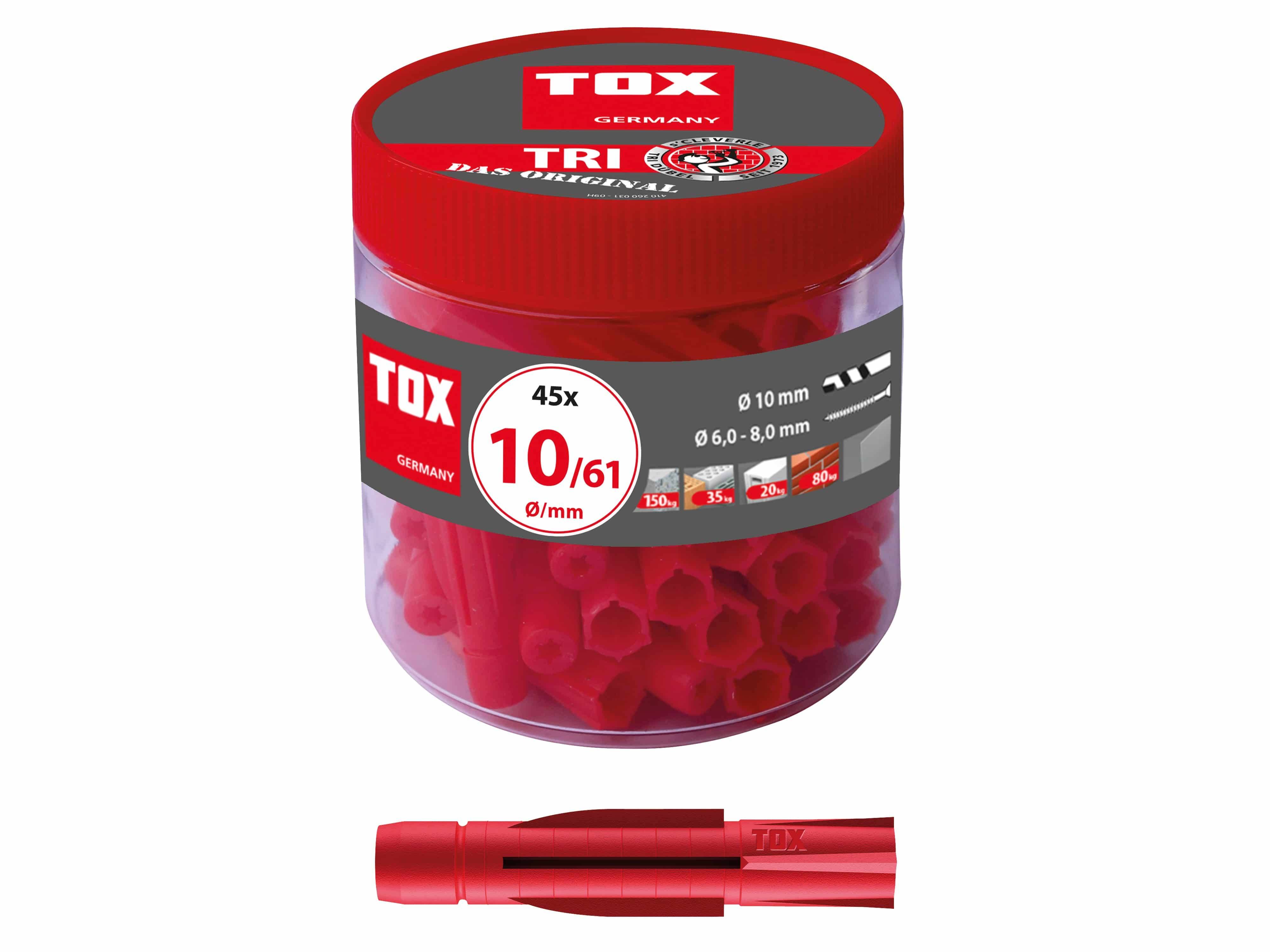 TOX Allzweckdübel Tri, 10x61 mm, in Runddose, 45 Stück