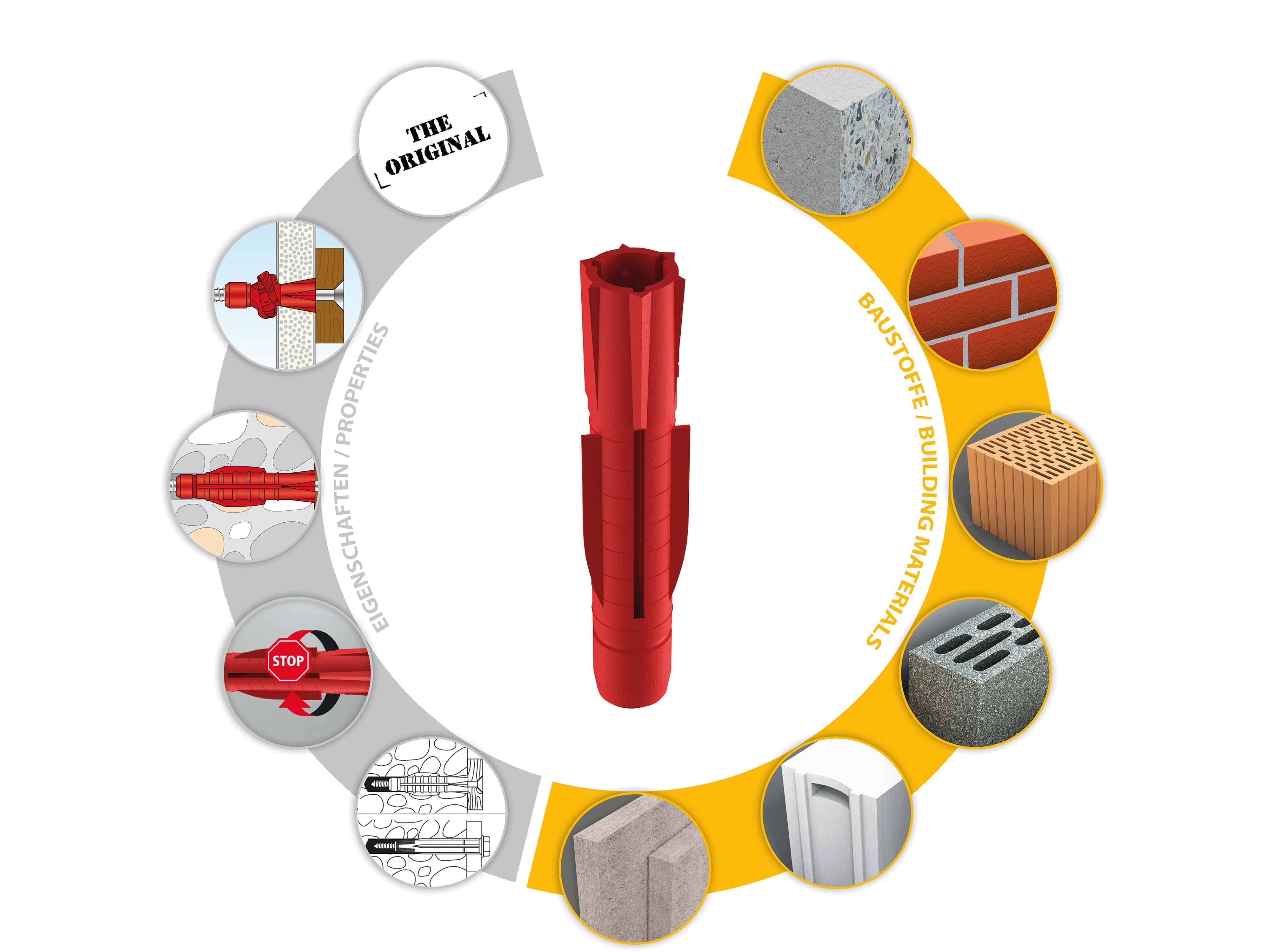 TOX Allzweckdübel Tri, 10x61 mm, in Runddose, 45 Stück