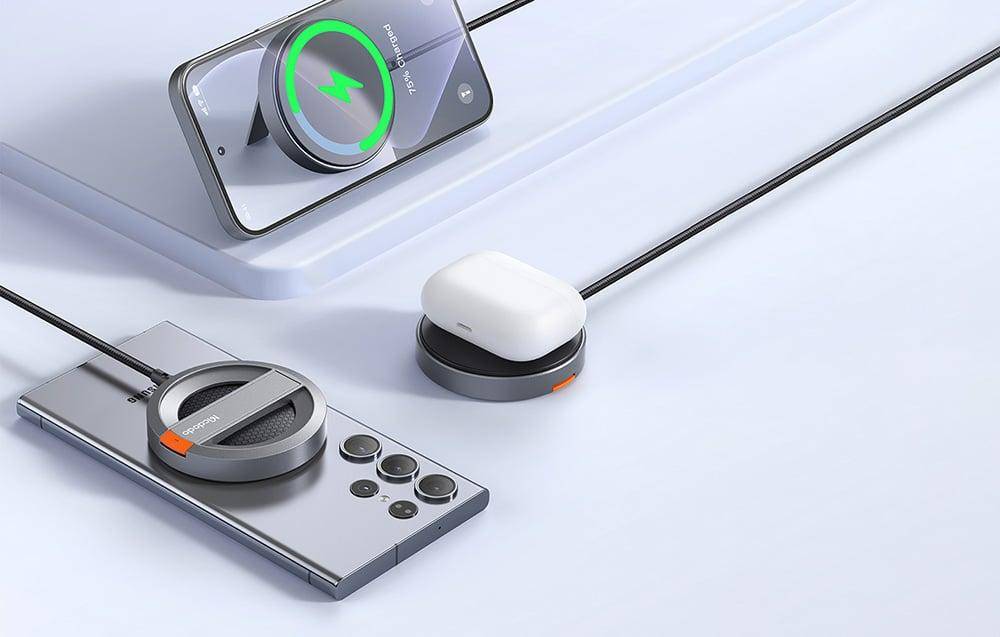 Mcdodo CH-5500 Wireless Charger, magnetisches Ladegerät mit Standfuß, MagSafe, 15W, grau