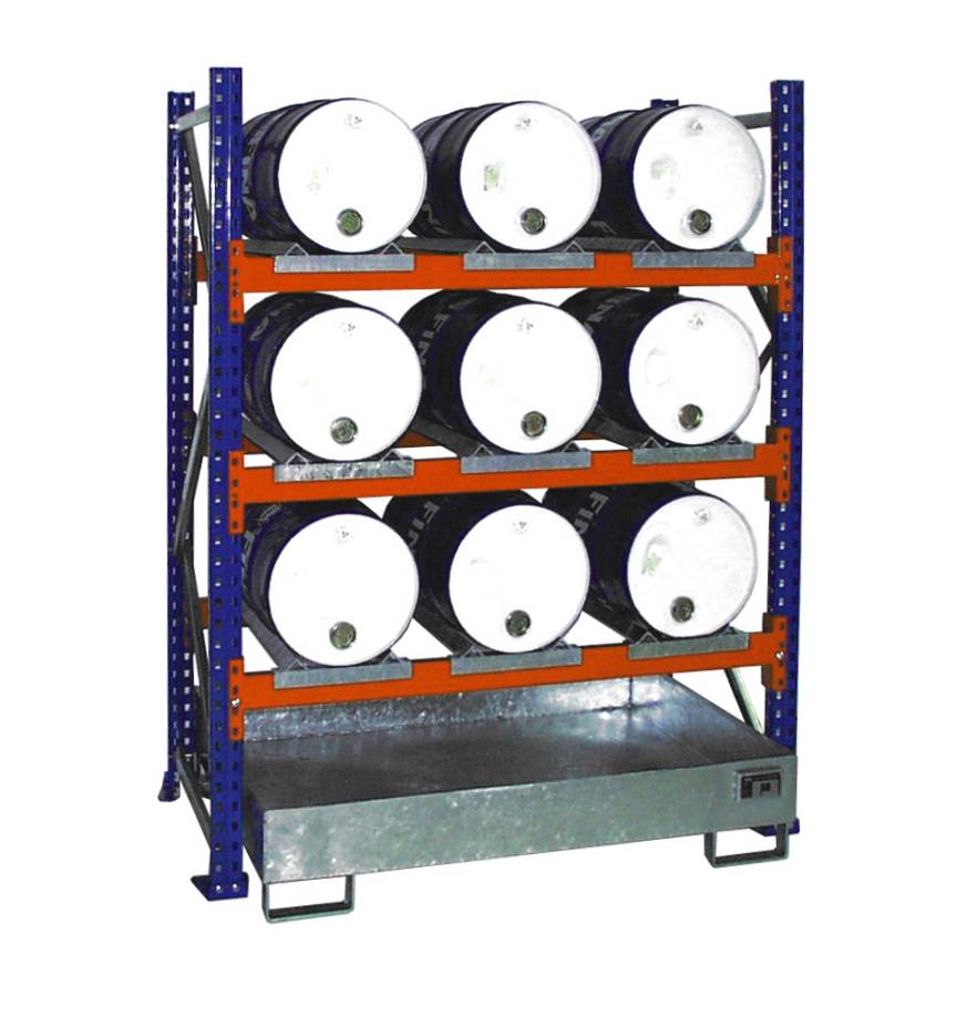 Fassregal mit Auffangwanne 3005, feuerverzinkt